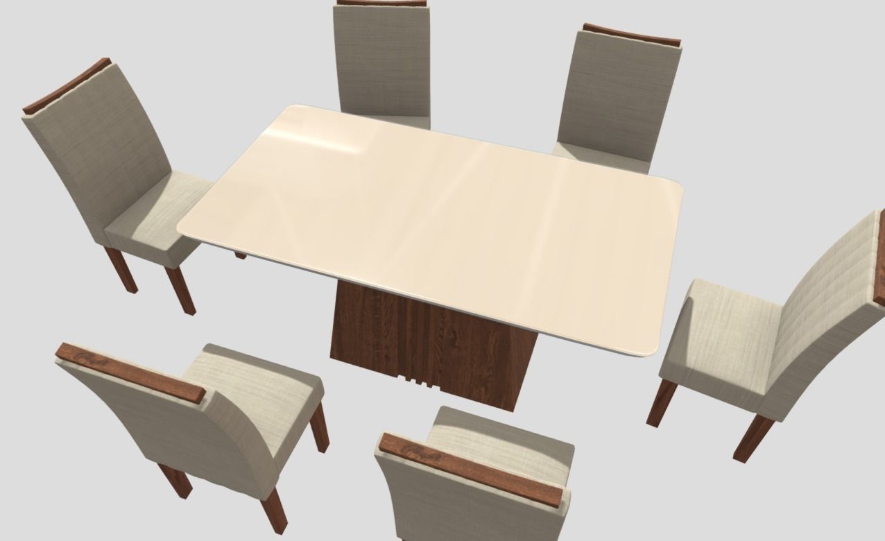 Dining table and Set 6 Chairs - Mesa con sillas 3D model_6