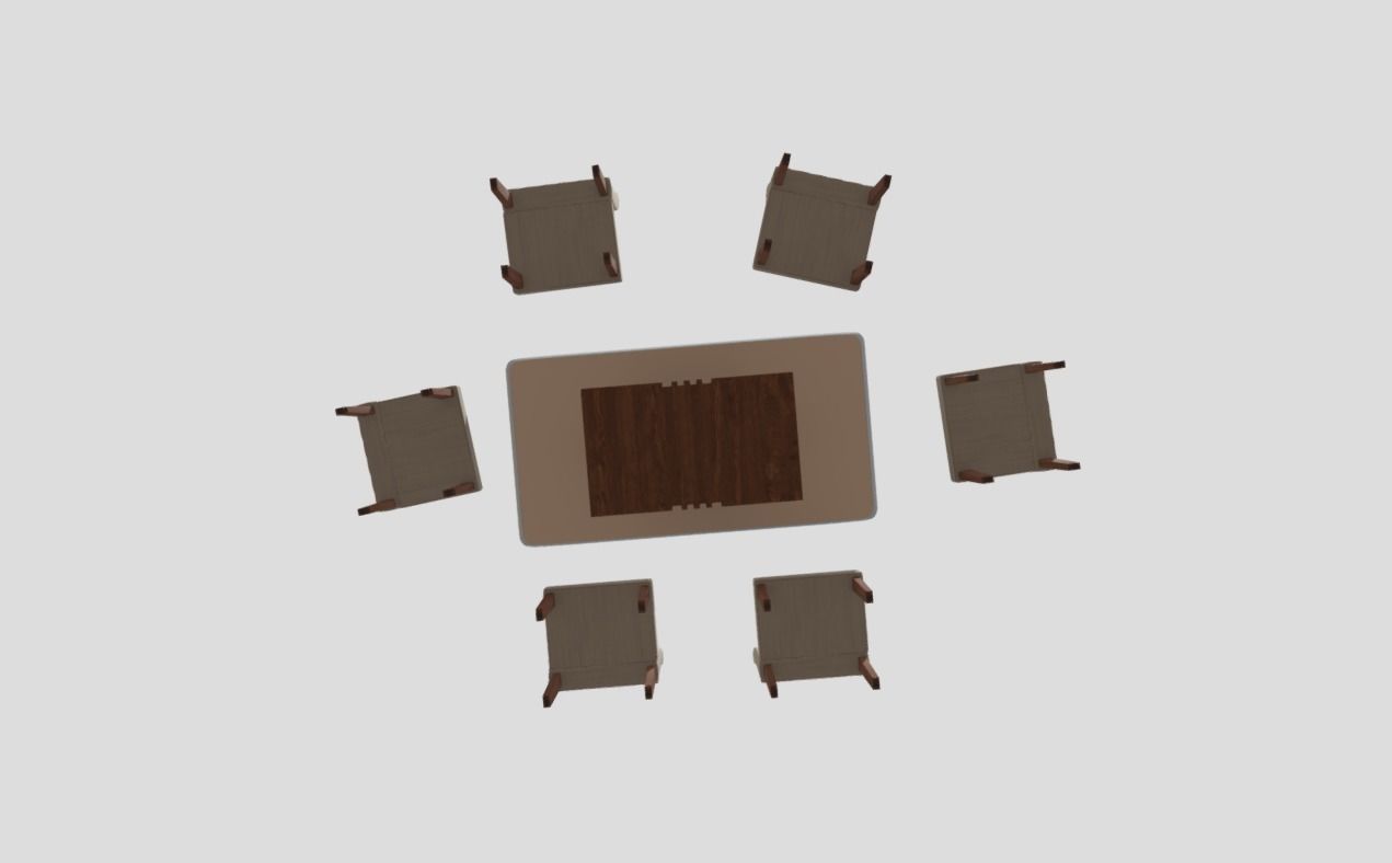 Dining table and Set 6 Chairs - Mesa con sillas 3D model_4