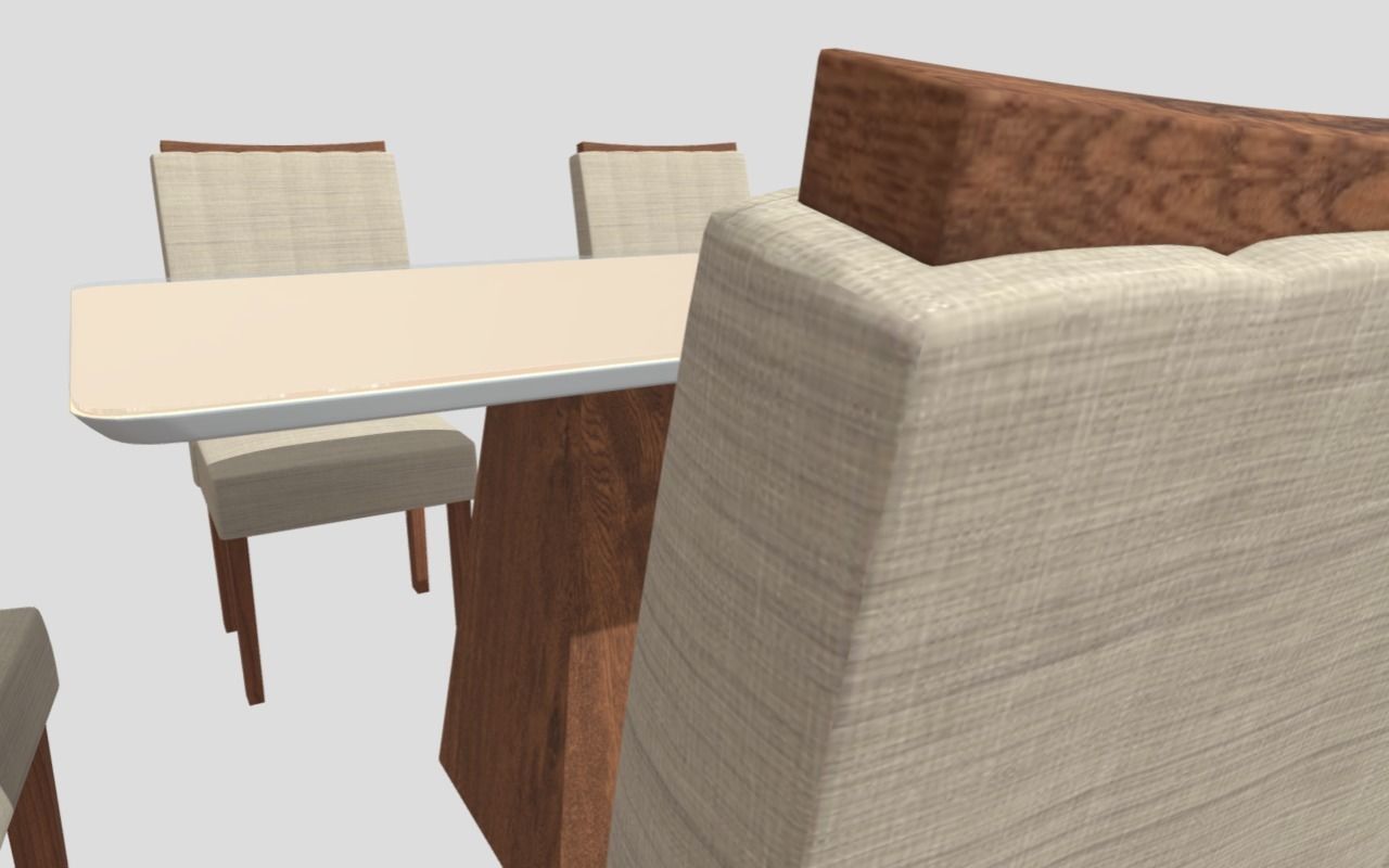 Dining table and Set 6 Chairs - Mesa con sillas 3D model_2