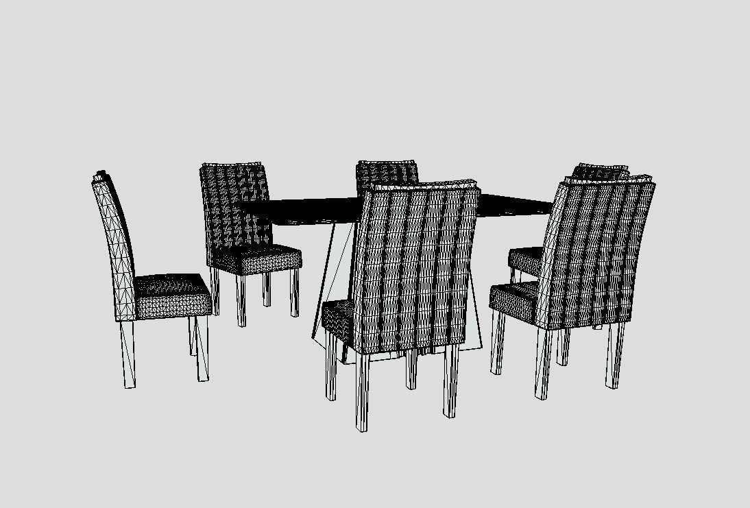 Dining table and Set 6 Chairs - Mesa con sillas 3D model_8