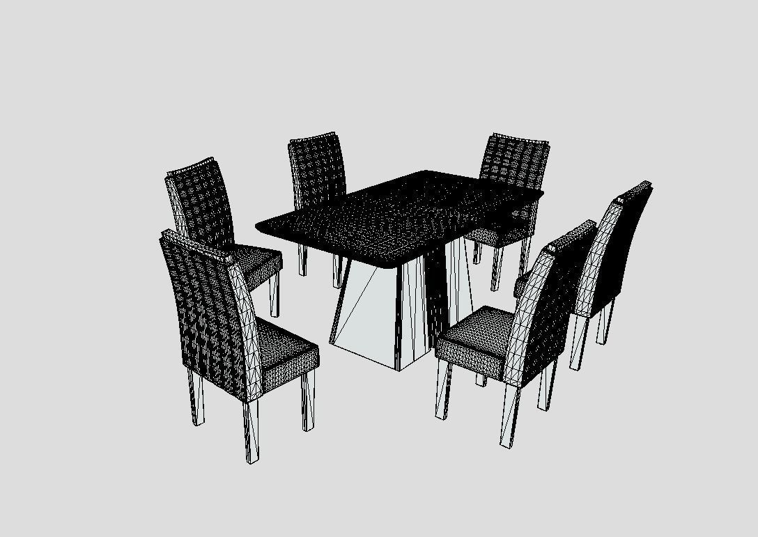 Dining table and Set 6 Chairs - Mesa con sillas 3D model_7