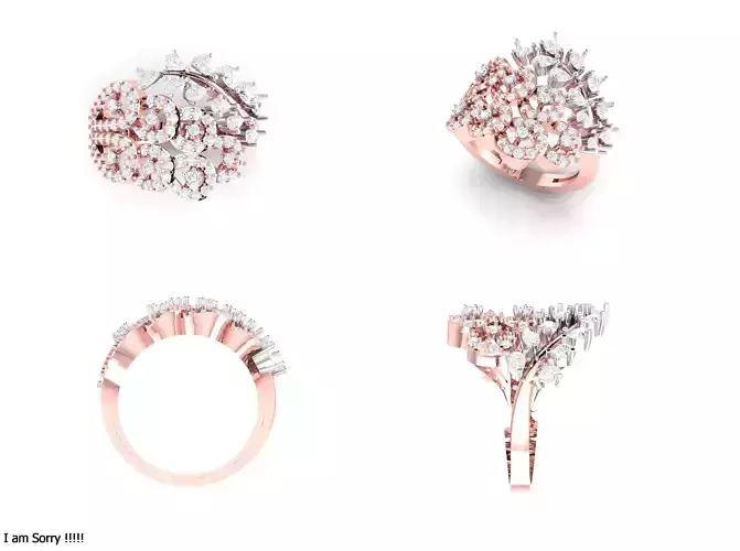 Rose Gold Women Diamond Ring 3D print model 3D print model