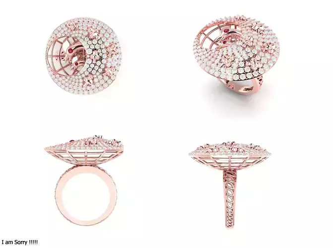 Rose Gold Women Diamond Ring 3D print model 3D print model