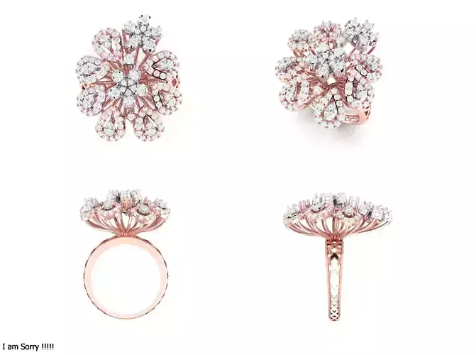 Rose Gold Women Diamond Ring 3D print model 3D print model