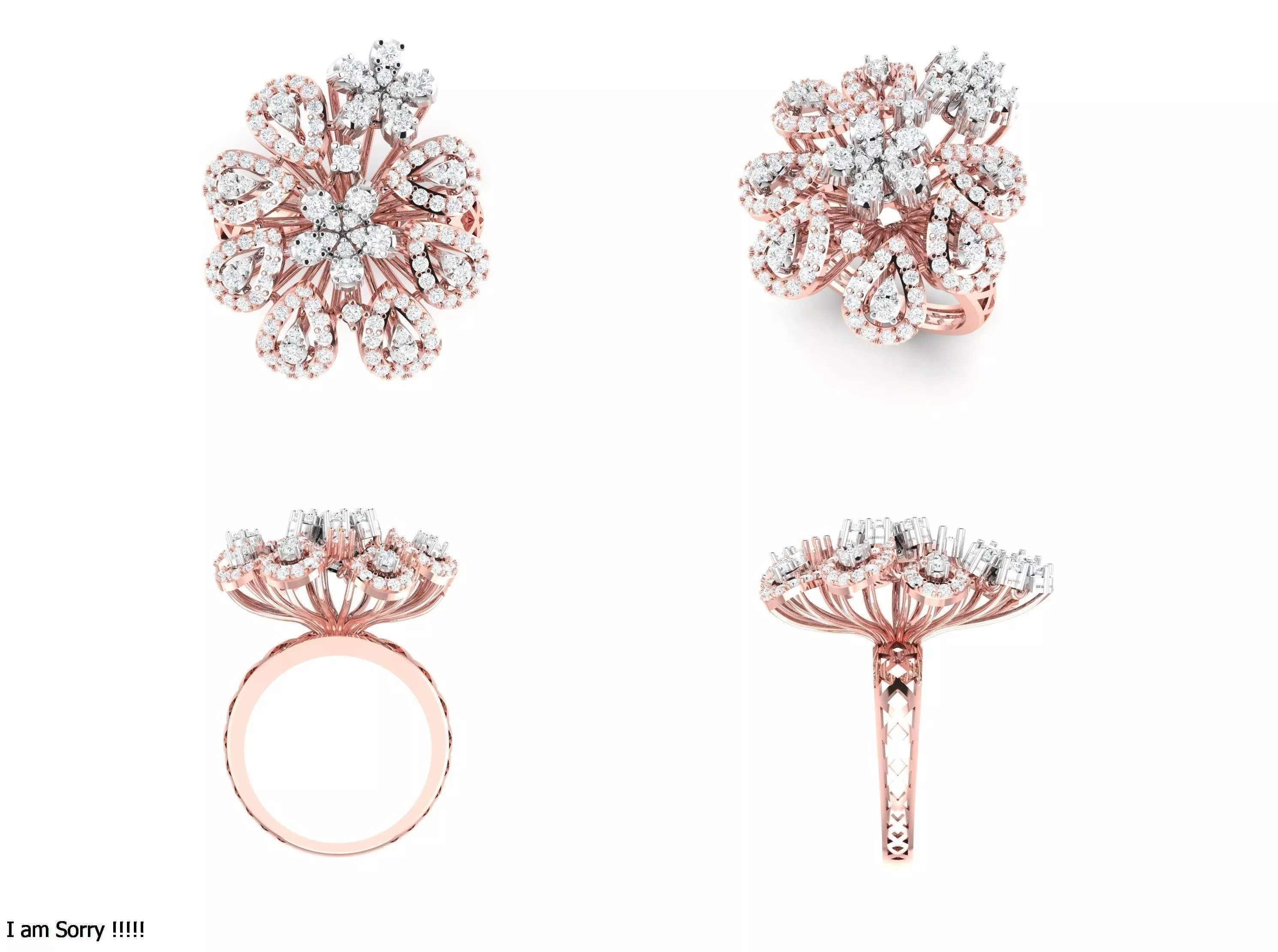 Rose Gold Women Diamond Ring 3D print model 3D print model