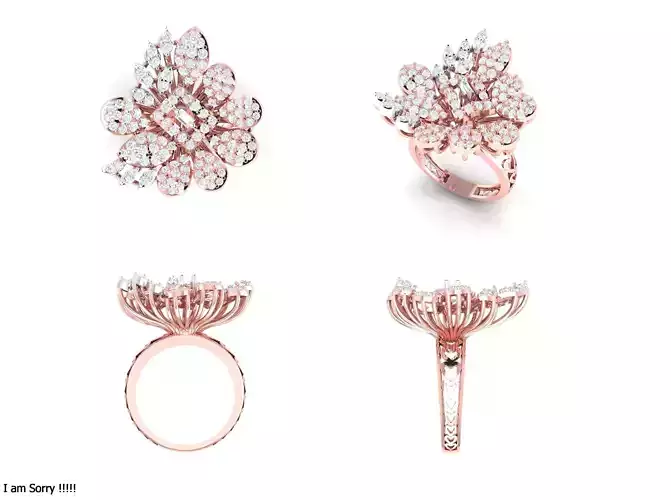 Rose Gold Women Diamond Ring 3D print model 3D print model