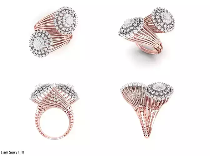 Rose Gold Women Diamond Ring 3D print model 3D print model