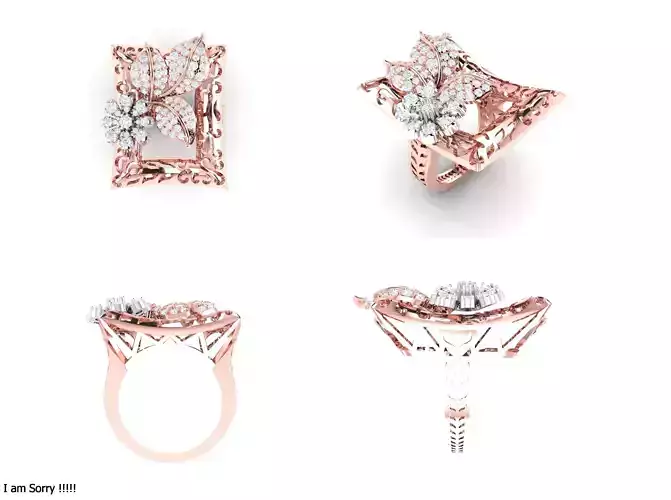 Rose Gold Women Diamond Ring 3D print model 3D print model