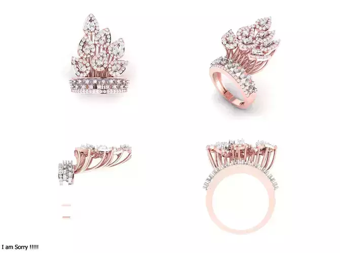 Rose Gold Women Diamond Ring 3D print model 3D print model