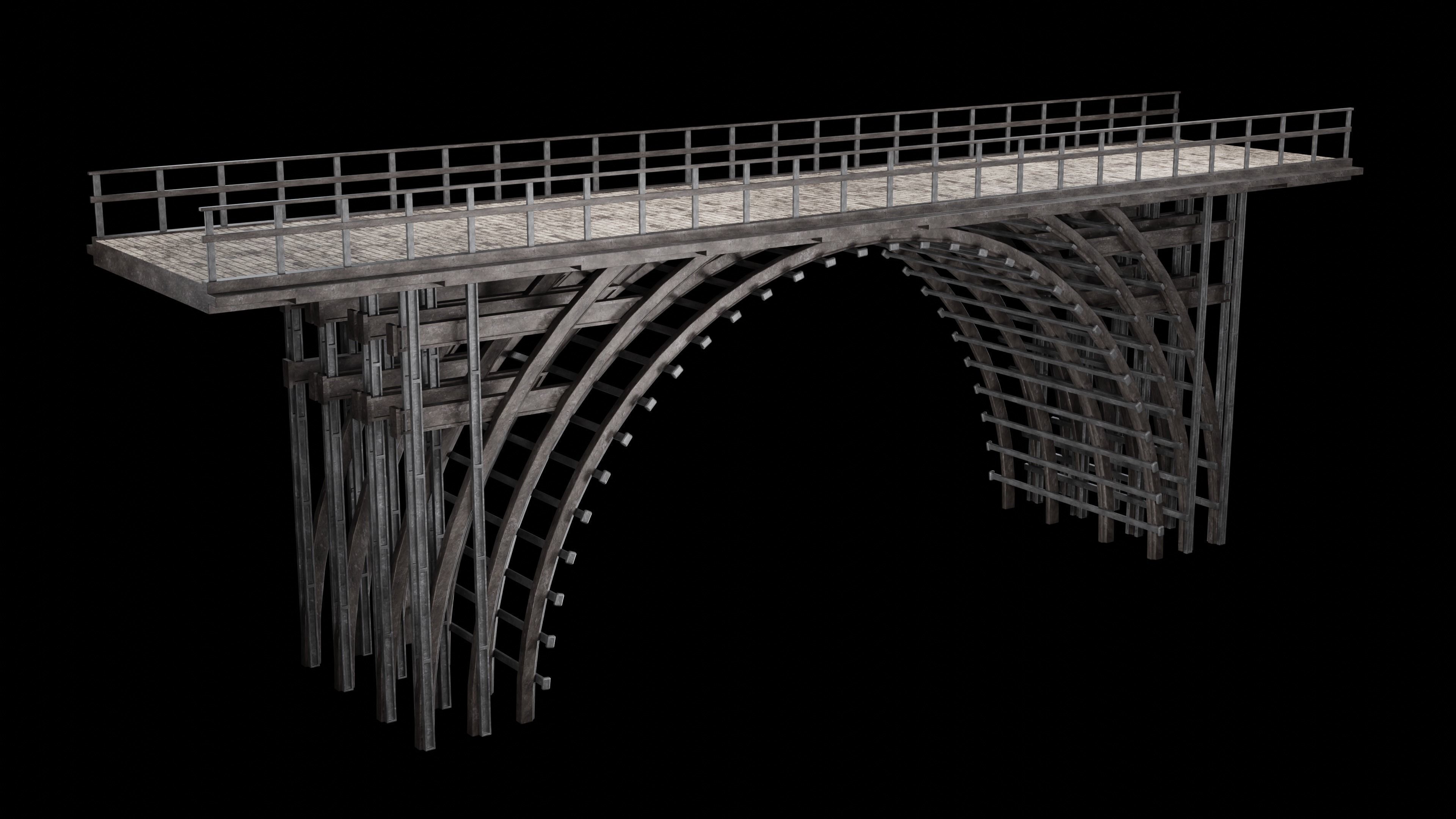 STEEL METAL BRIDGE POST APO PLATFORM BASCULE COLLECTION Low-poly 3D model_25
