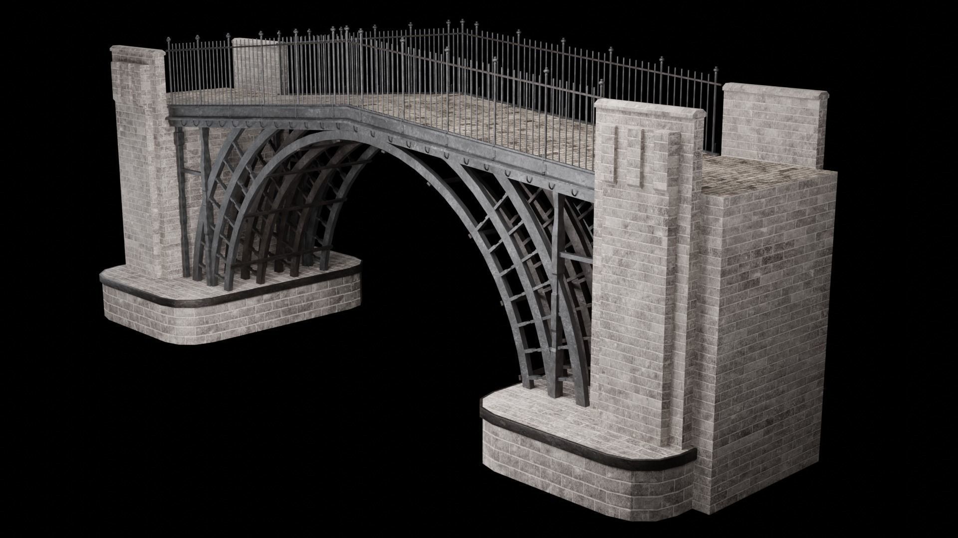 STEEL METAL BRIDGE POST APO PLATFORM BASCULE COLLECTION Low-poly 3D model_4
