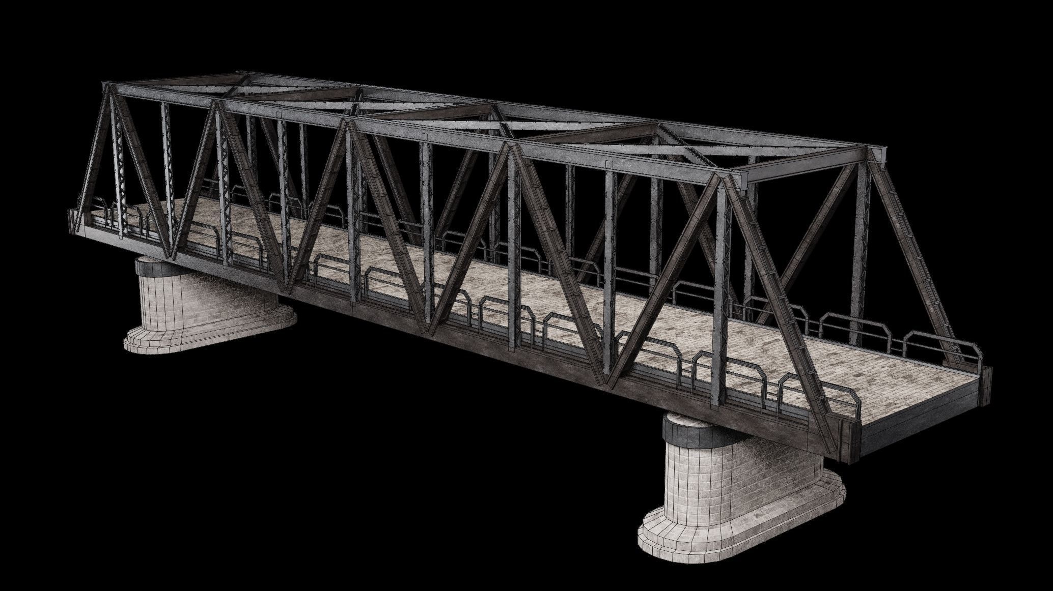 STEEL METAL BRIDGE POST APO PLATFORM BASCULE COLLECTION Low-poly 3D model_10