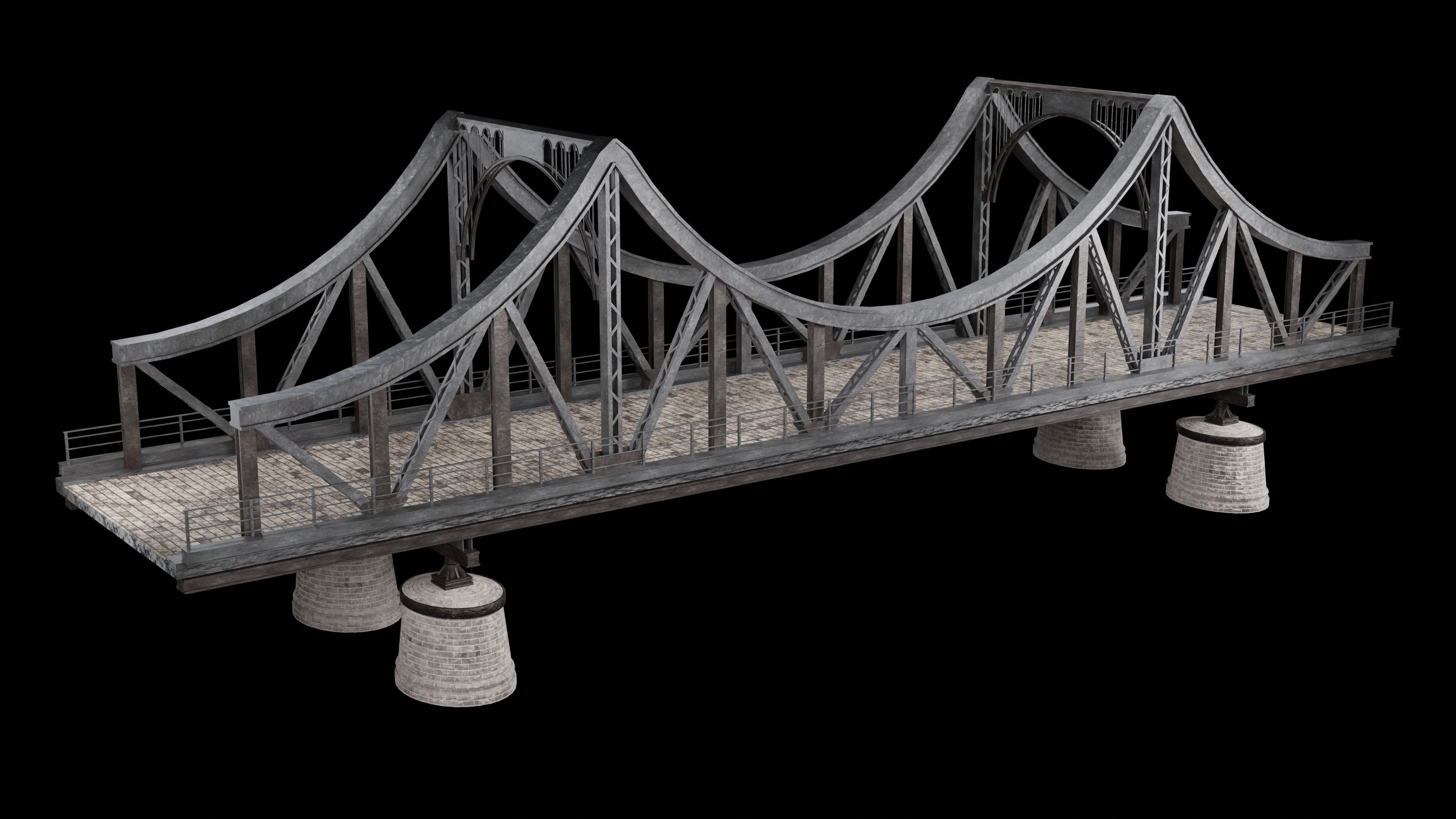 STEEL METAL BRIDGE POST APO PLATFORM BASCULE COLLECTION Low-poly 3D model_21