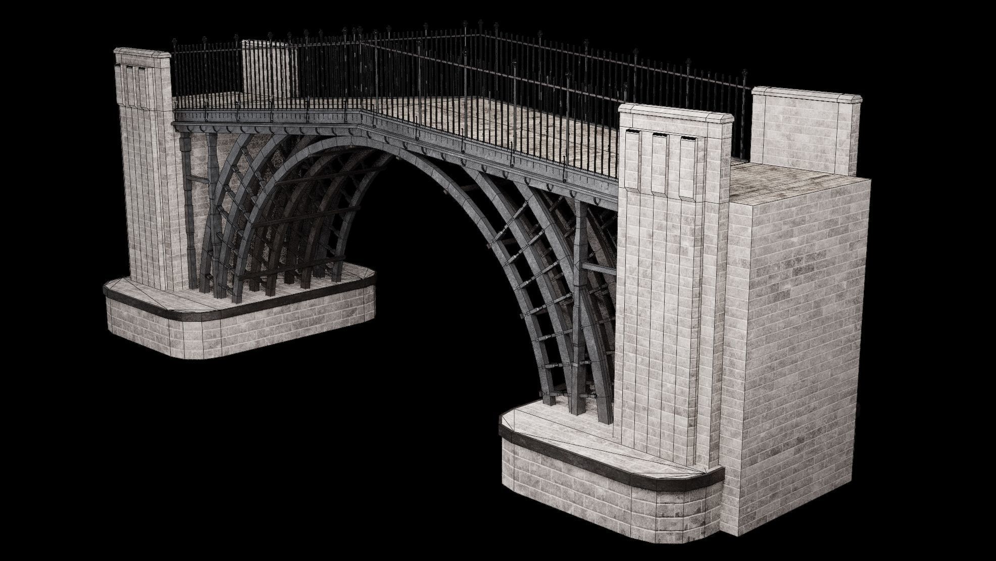 STEEL METAL BRIDGE POST APO PLATFORM BASCULE COLLECTION Low-poly 3D model_13