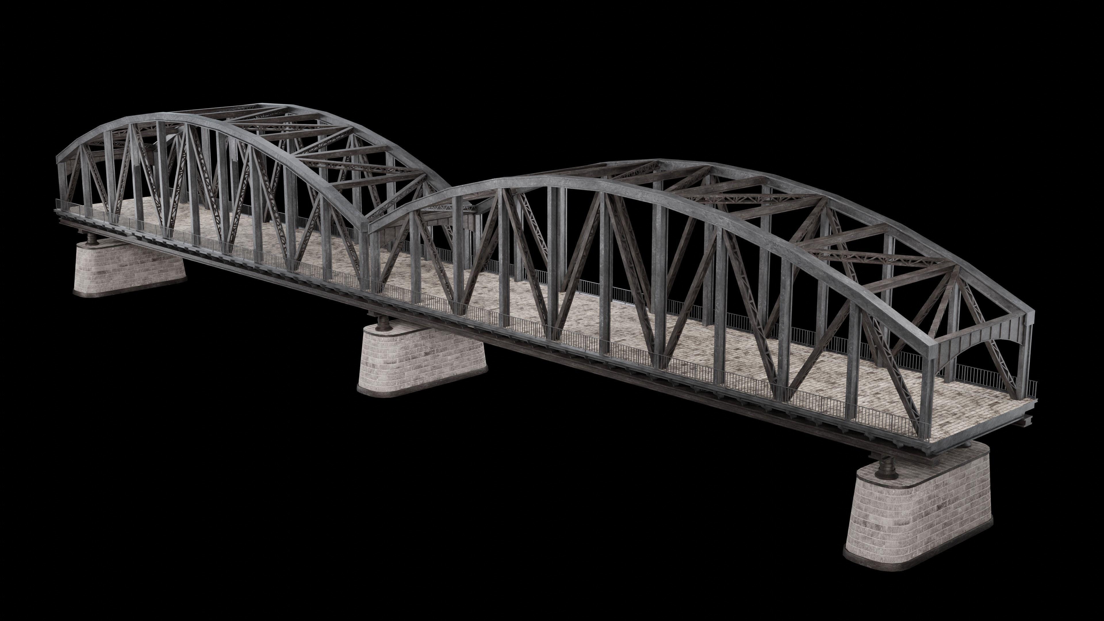 STEEL METAL BRIDGE POST APO PLATFORM BASCULE COLLECTION Low-poly 3D model_6