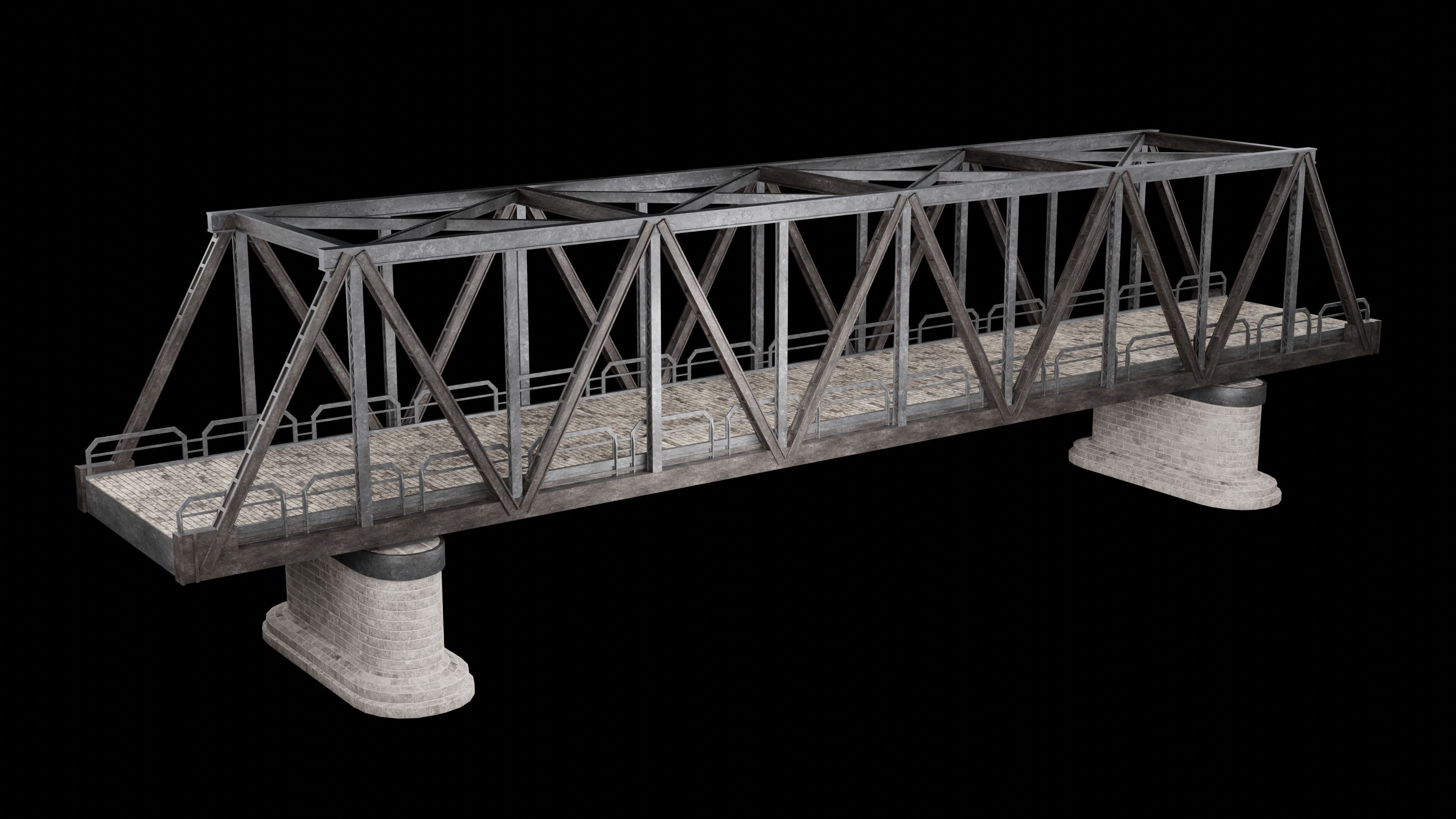 STEEL METAL BRIDGE POST APO PLATFORM BASCULE COLLECTION Low-poly 3D model_19