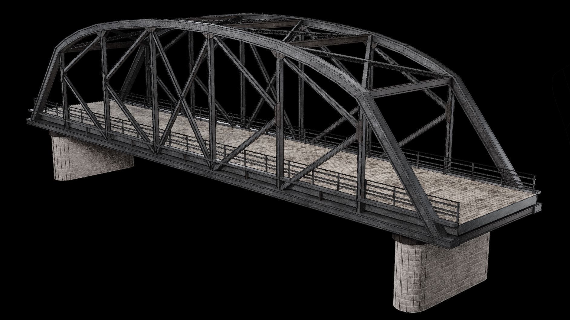 STEEL METAL BRIDGE POST APO PLATFORM BASCULE COLLECTION Low-poly 3D model_11