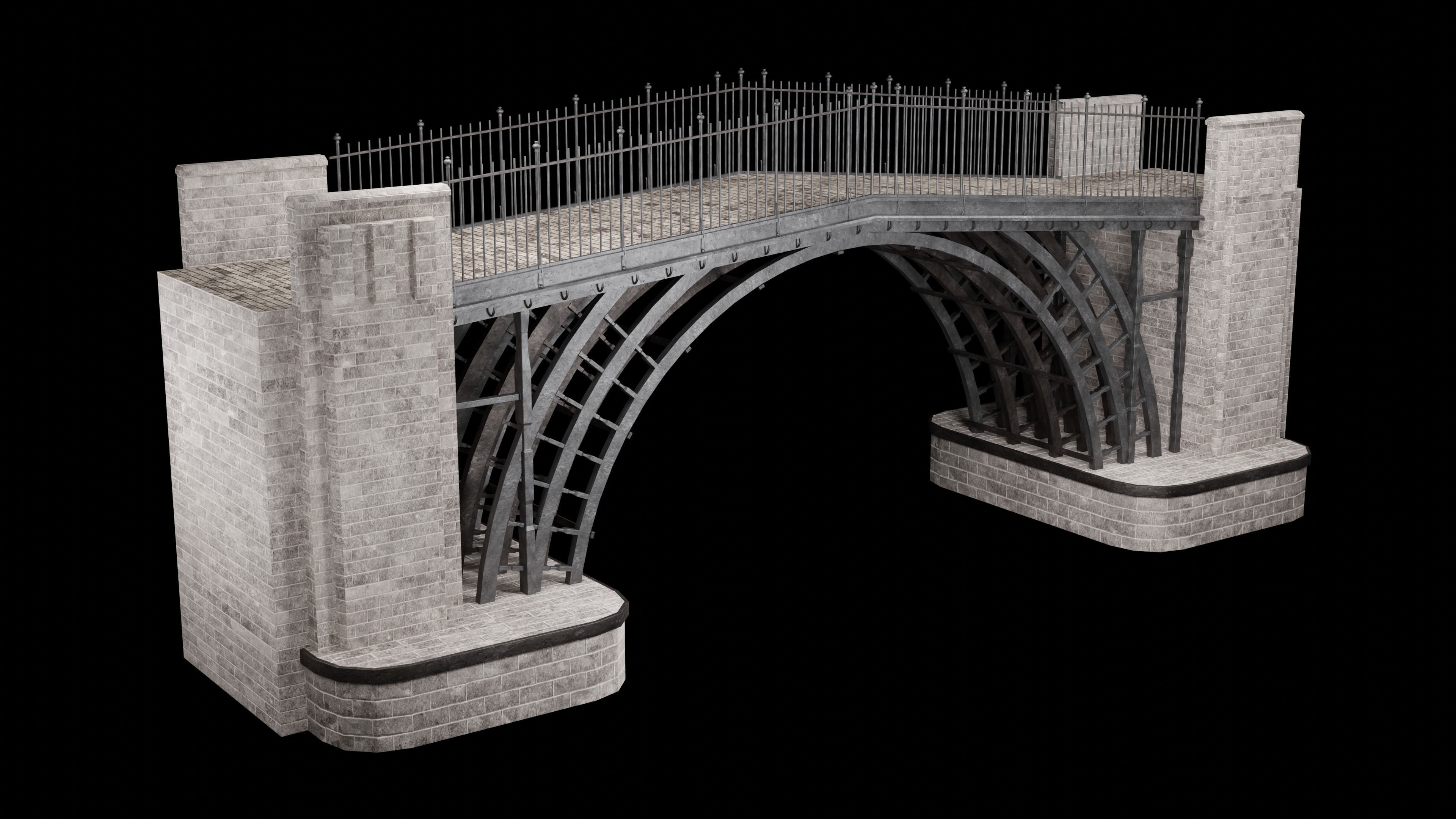 STEEL METAL BRIDGE POST APO PLATFORM BASCULE COLLECTION Low-poly 3D model_22