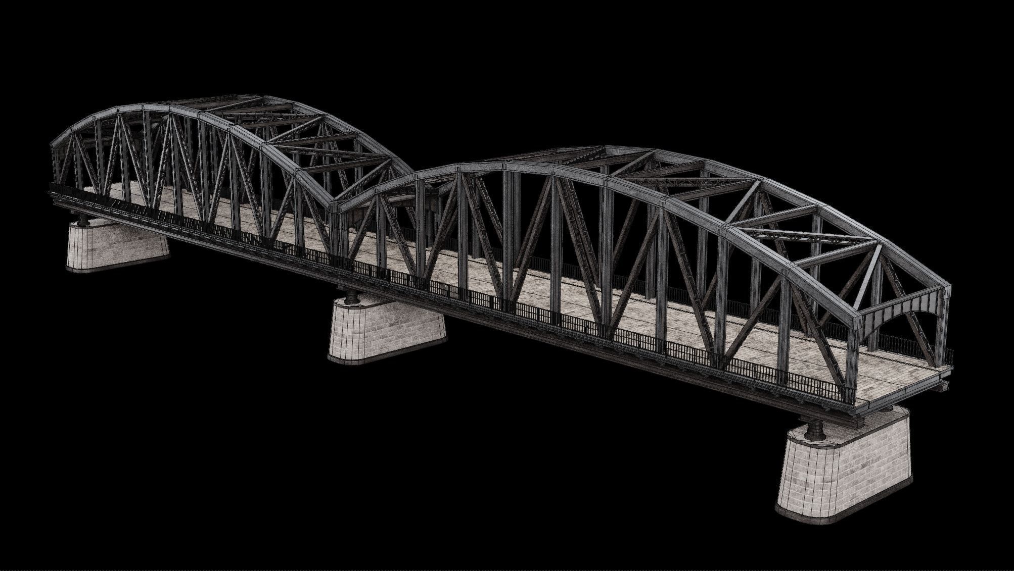 STEEL METAL BRIDGE POST APO PLATFORM BASCULE COLLECTION Low-poly 3D model_15