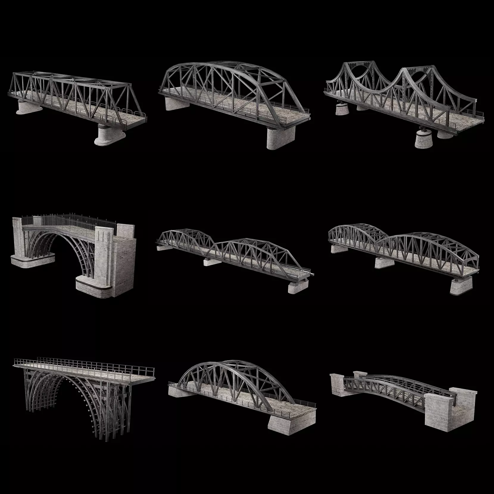 STEEL METAL BRIDGE POST APO PLATFORM BASCULE COLLECTION Low-poly 3D model_0