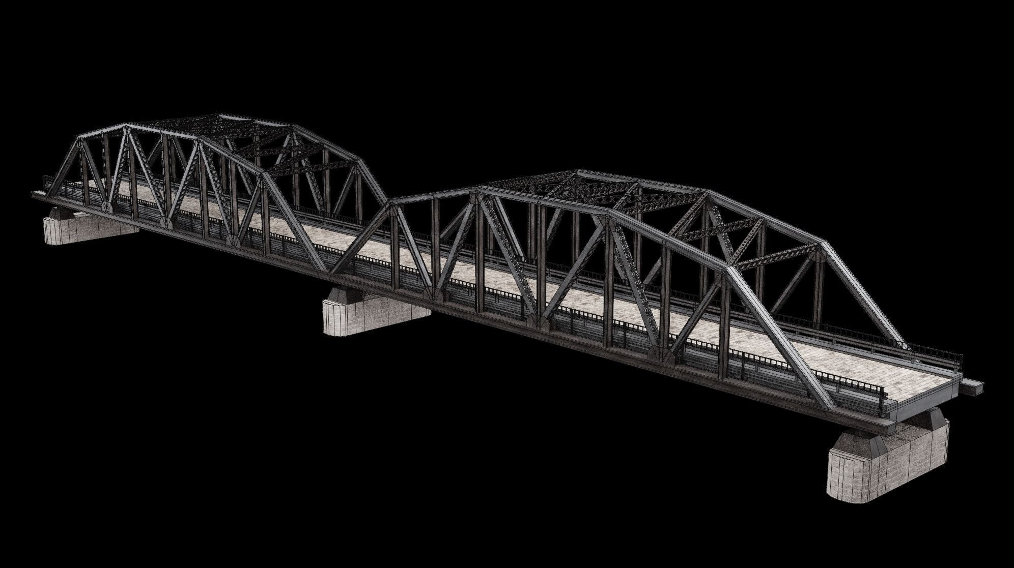 STEEL METAL BRIDGE POST APO PLATFORM BASCULE COLLECTION Low-poly 3D model_14
