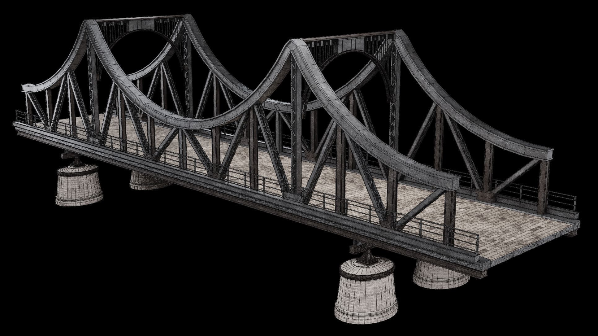 STEEL METAL BRIDGE POST APO PLATFORM BASCULE COLLECTION Low-poly 3D model_12