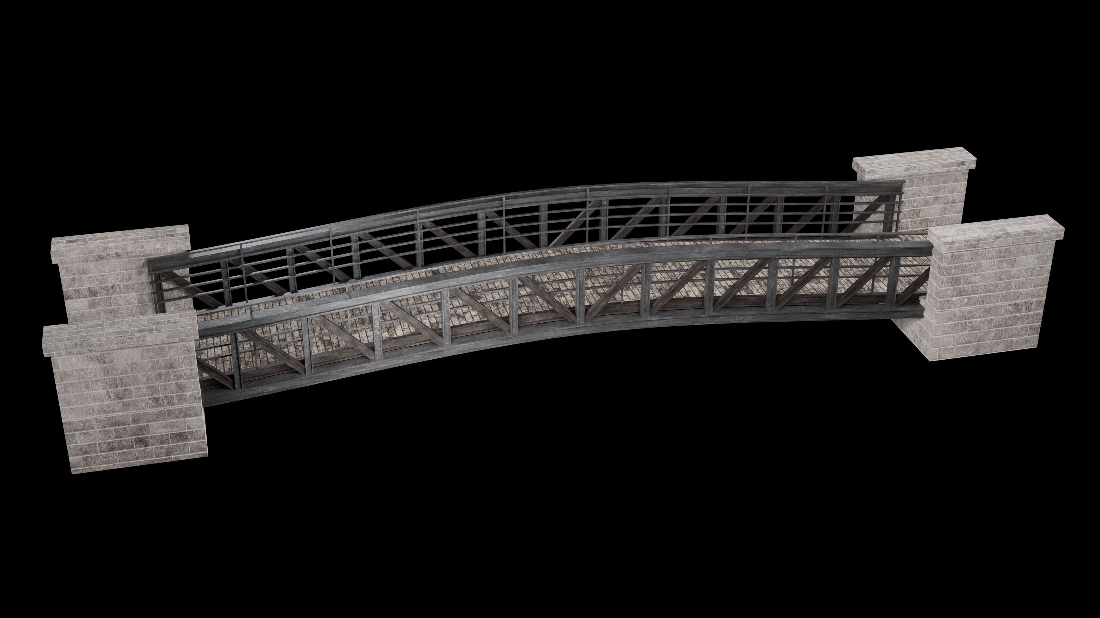 STEEL METAL BRIDGE POST APO PLATFORM BASCULE COLLECTION Low-poly 3D model_36