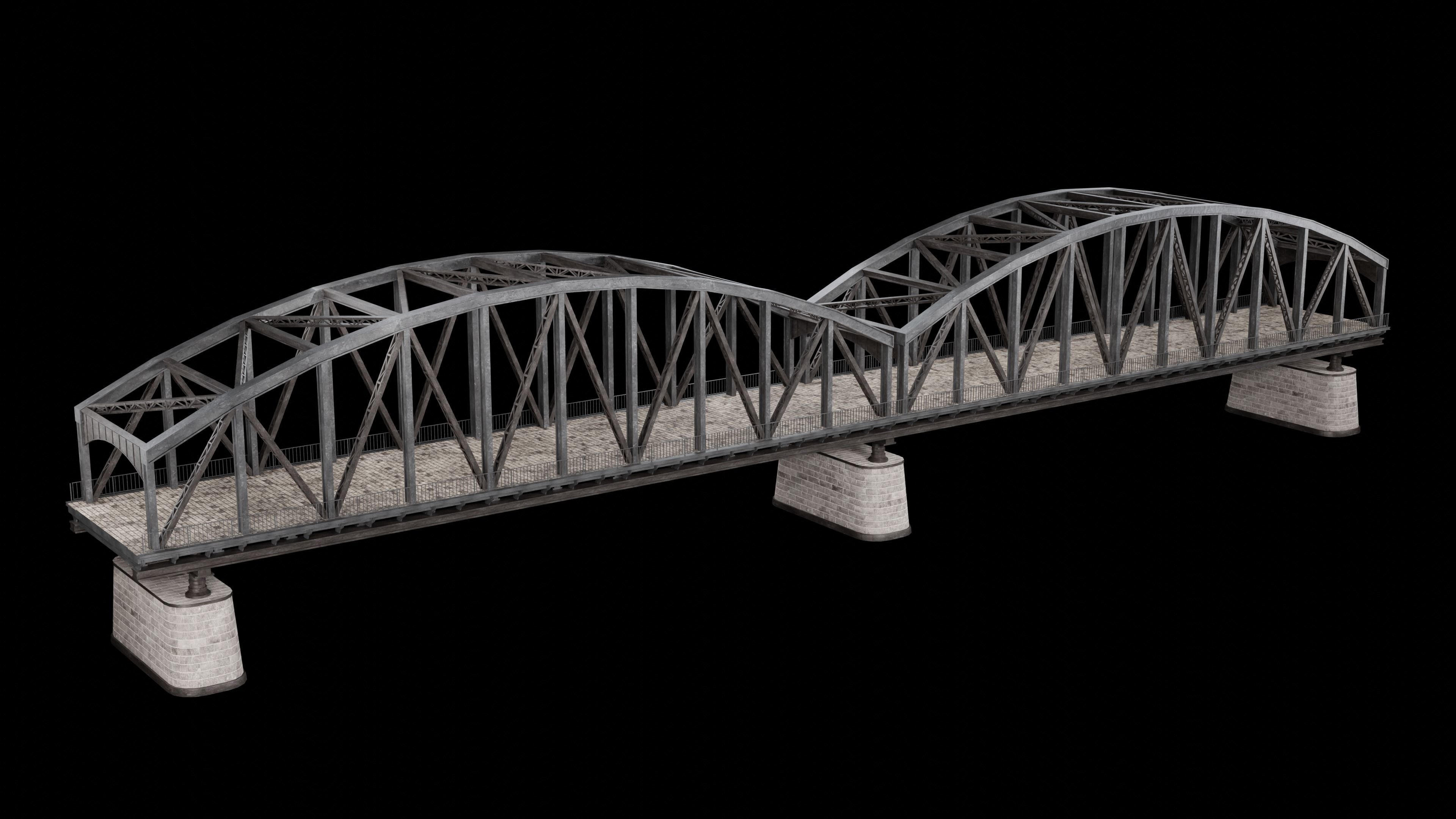 STEEL METAL BRIDGE POST APO PLATFORM BASCULE COLLECTION Low-poly 3D model_24