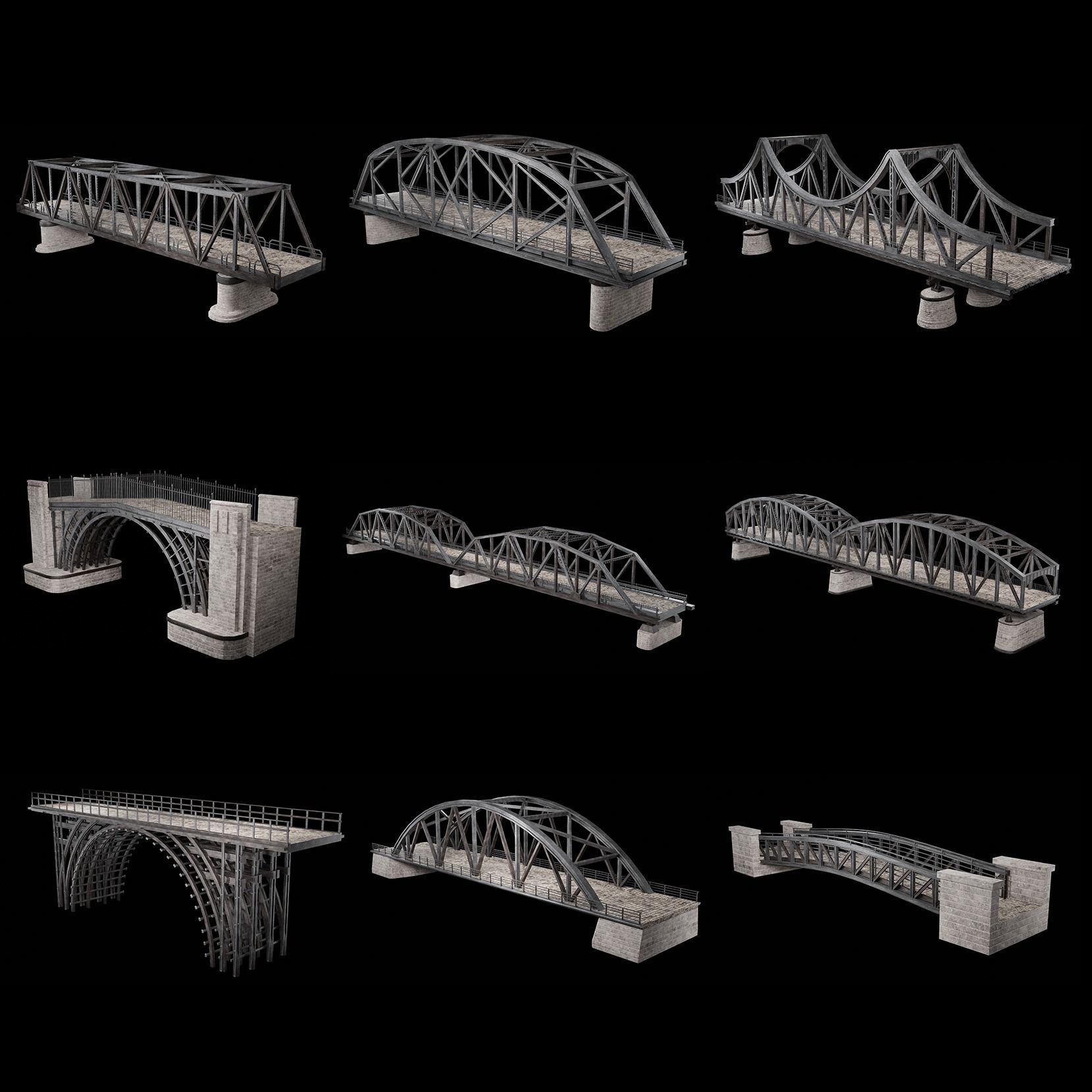 STEEL METAL BRIDGE POST APO PLATFORM BASCULE COLLECTION Low-poly 3D model_37