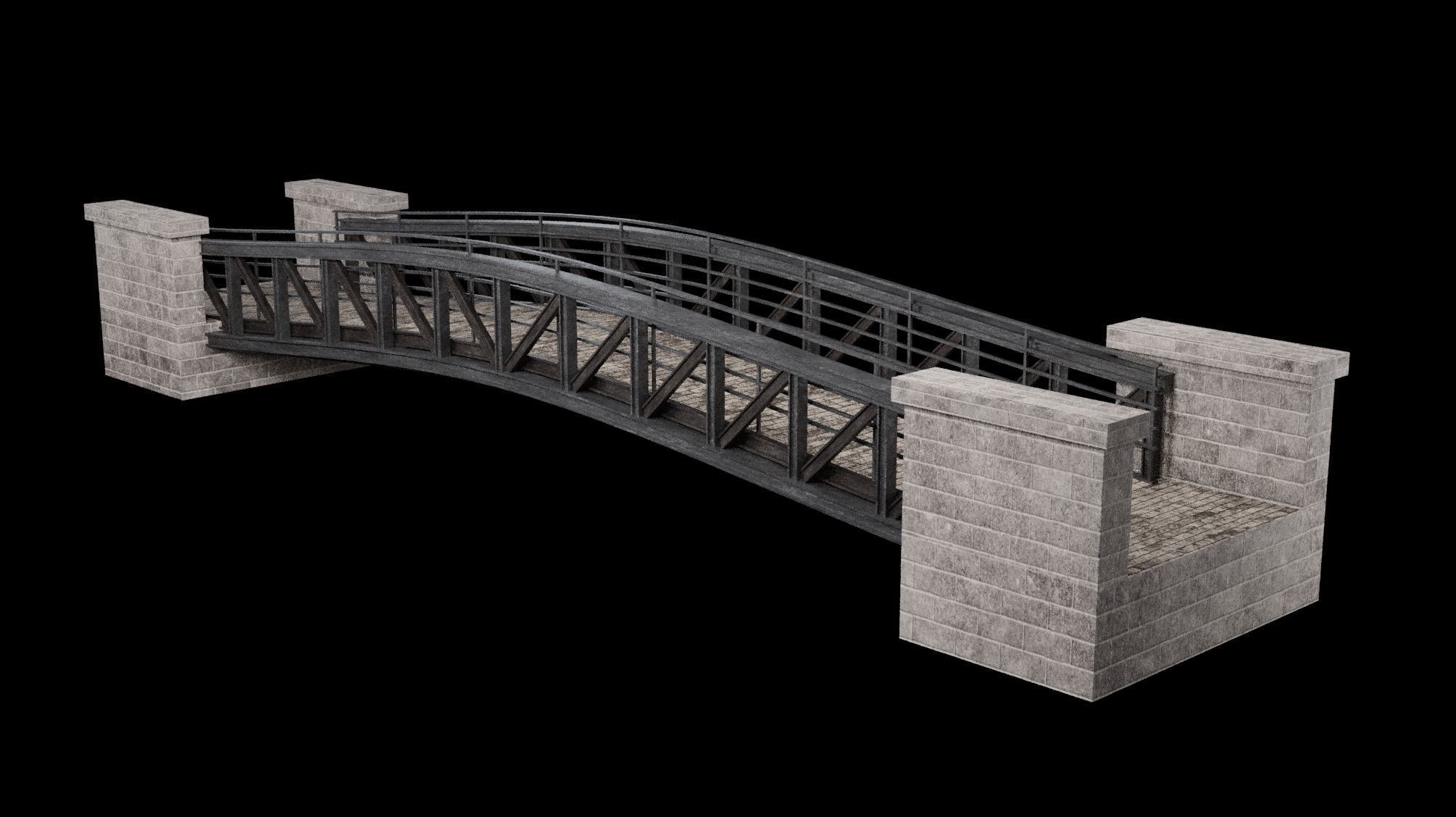 STEEL METAL BRIDGE POST APO PLATFORM BASCULE COLLECTION Low-poly 3D model_18