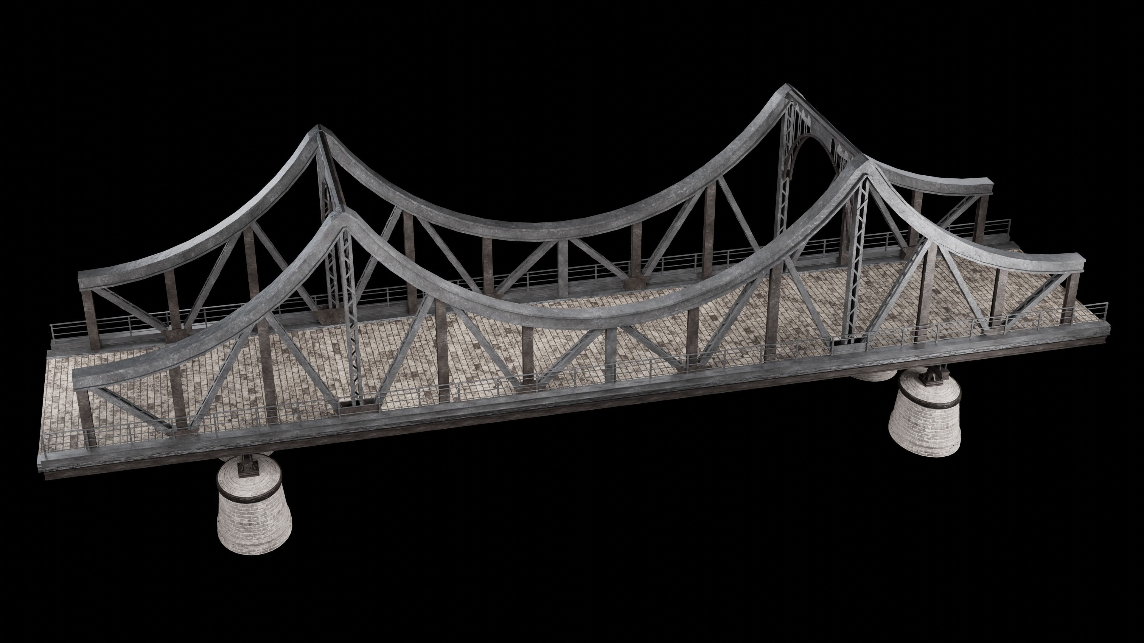 STEEL METAL BRIDGE POST APO PLATFORM BASCULE COLLECTION Low-poly 3D model_30