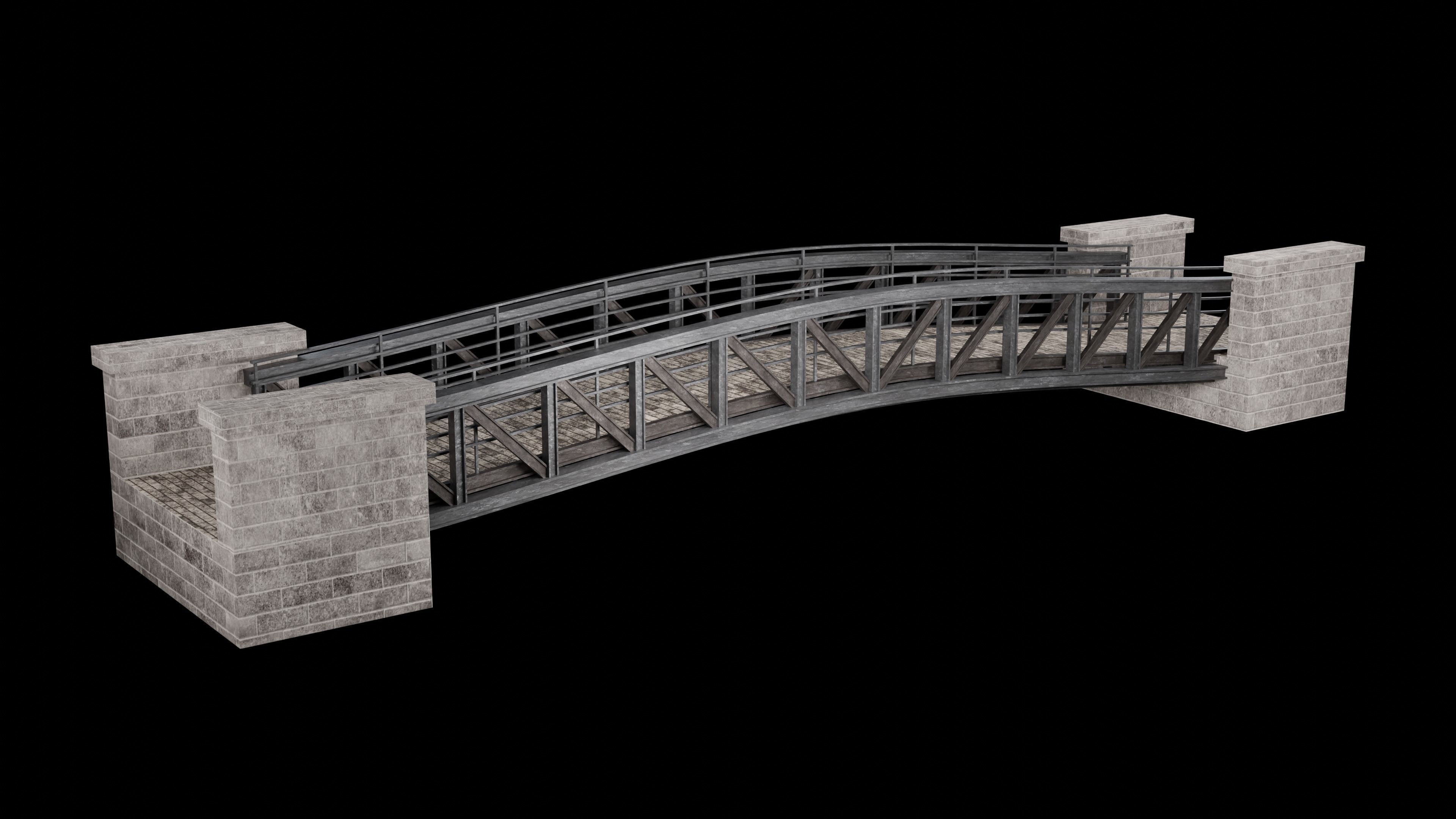 STEEL METAL BRIDGE POST APO PLATFORM BASCULE COLLECTION Low-poly 3D model_27