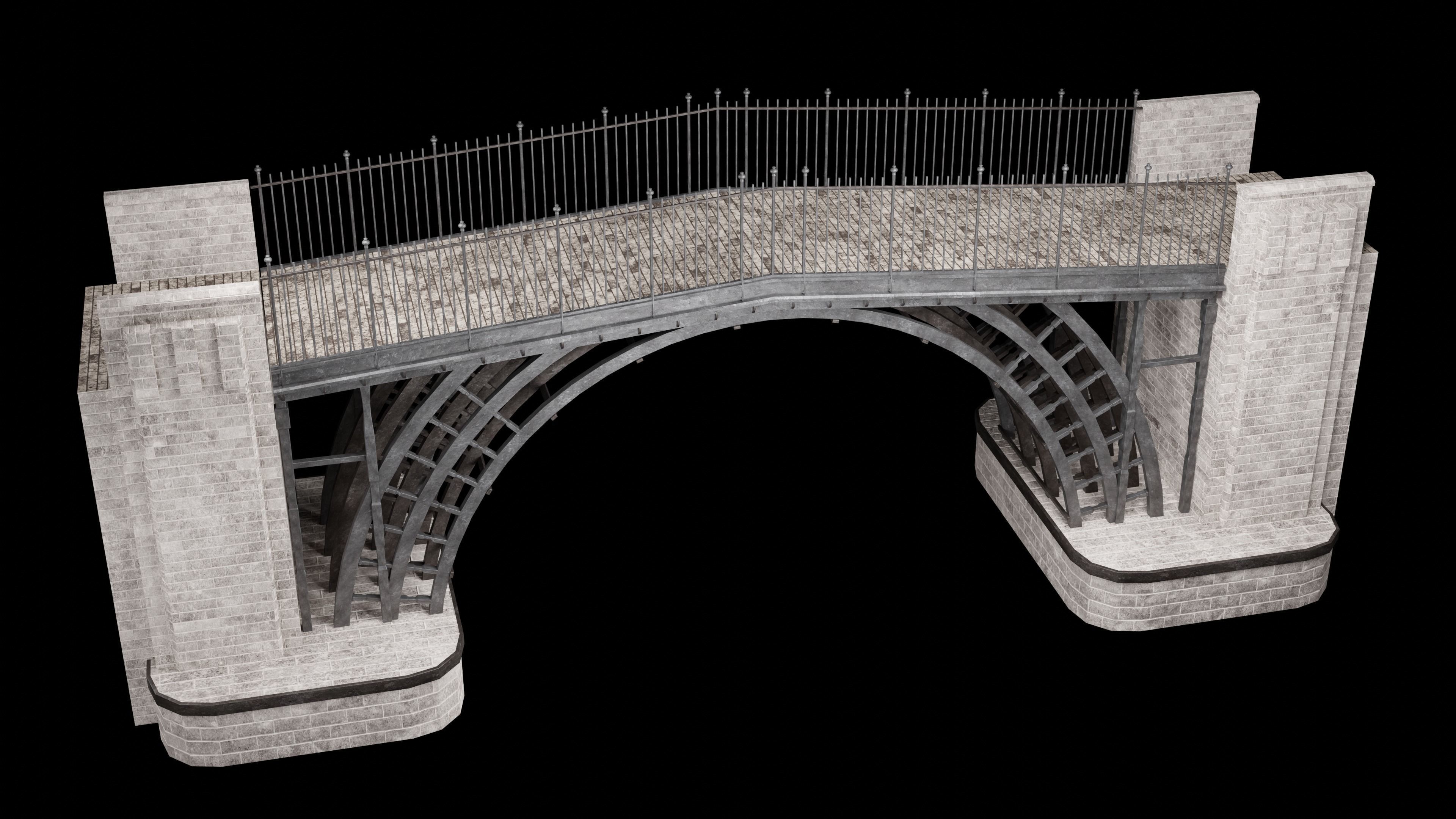 STEEL METAL BRIDGE POST APO PLATFORM BASCULE COLLECTION Low-poly 3D model_31