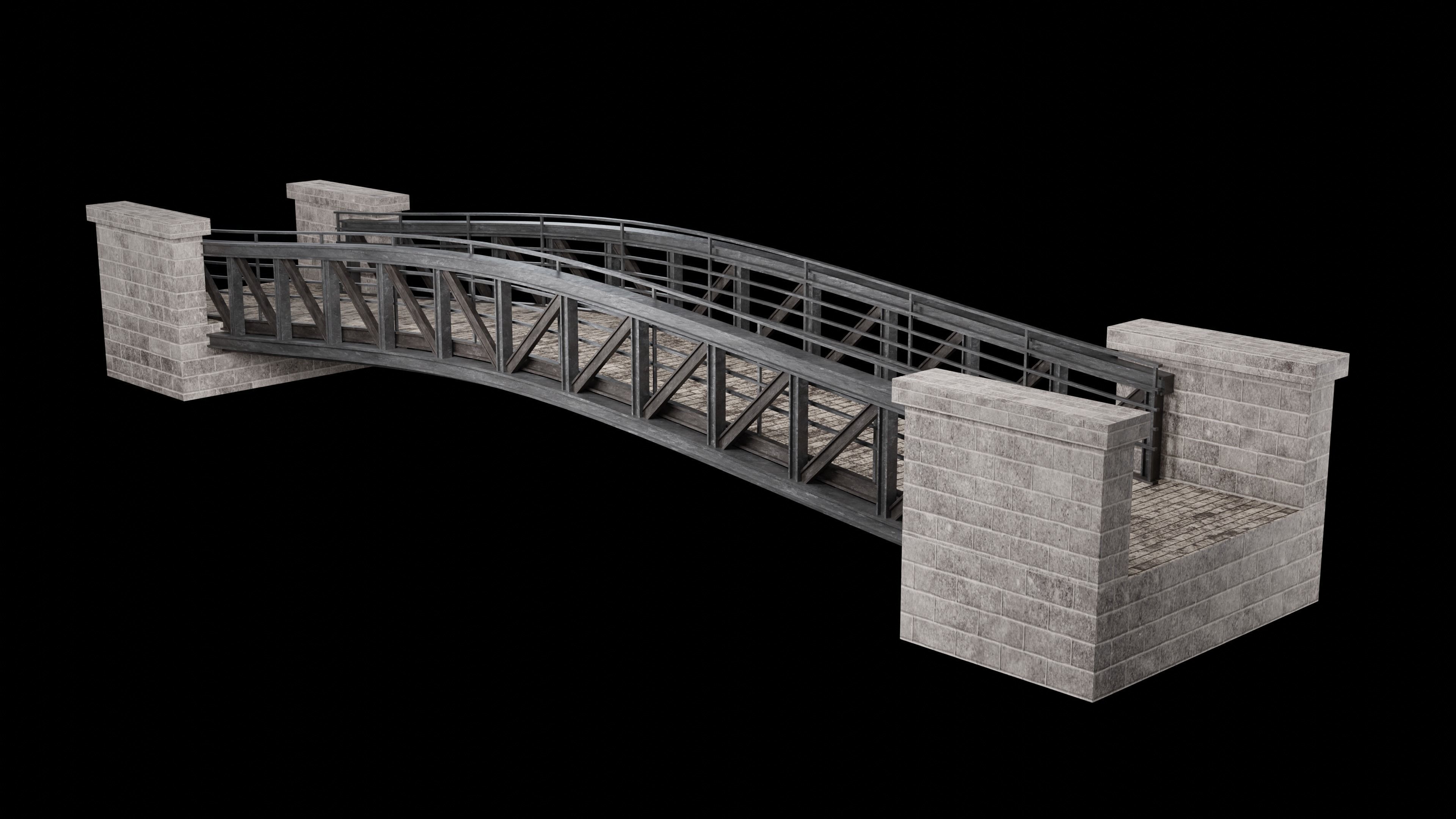 STEEL METAL BRIDGE POST APO PLATFORM BASCULE COLLECTION Low-poly 3D model_9