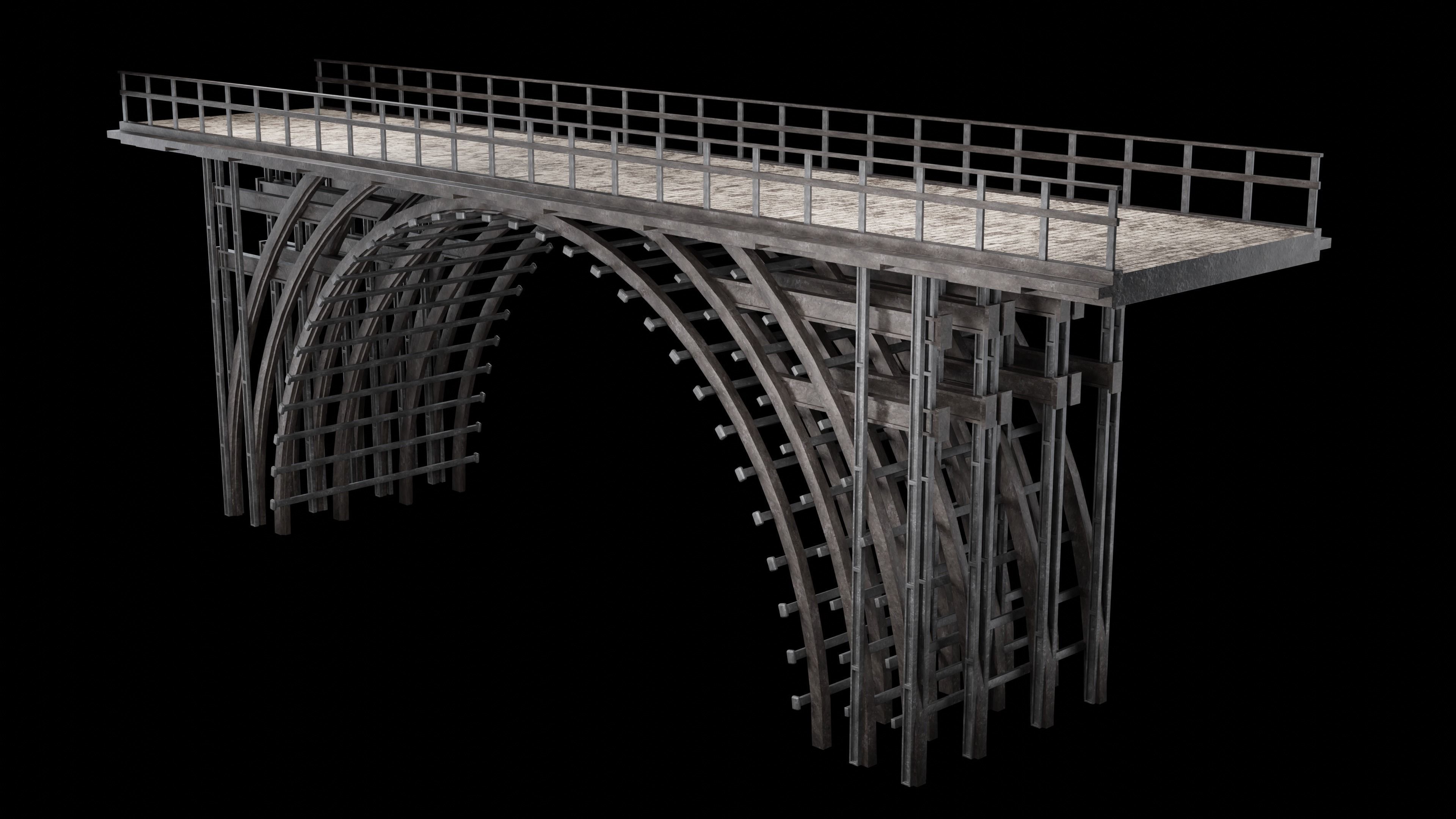 STEEL METAL BRIDGE POST APO PLATFORM BASCULE COLLECTION Low-poly 3D model_7
