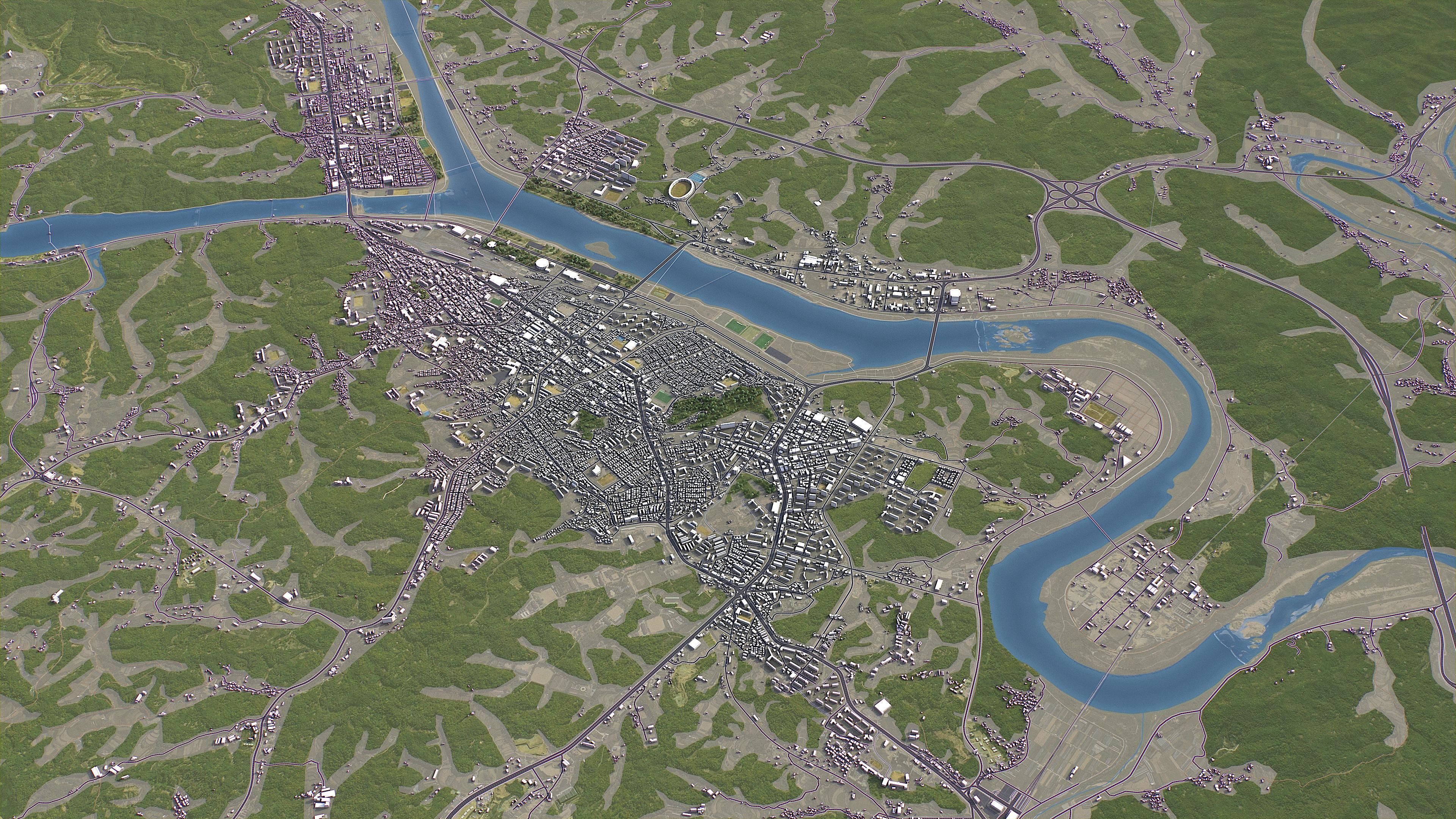 Andong - 3D City Model Low-poly 3D model_3