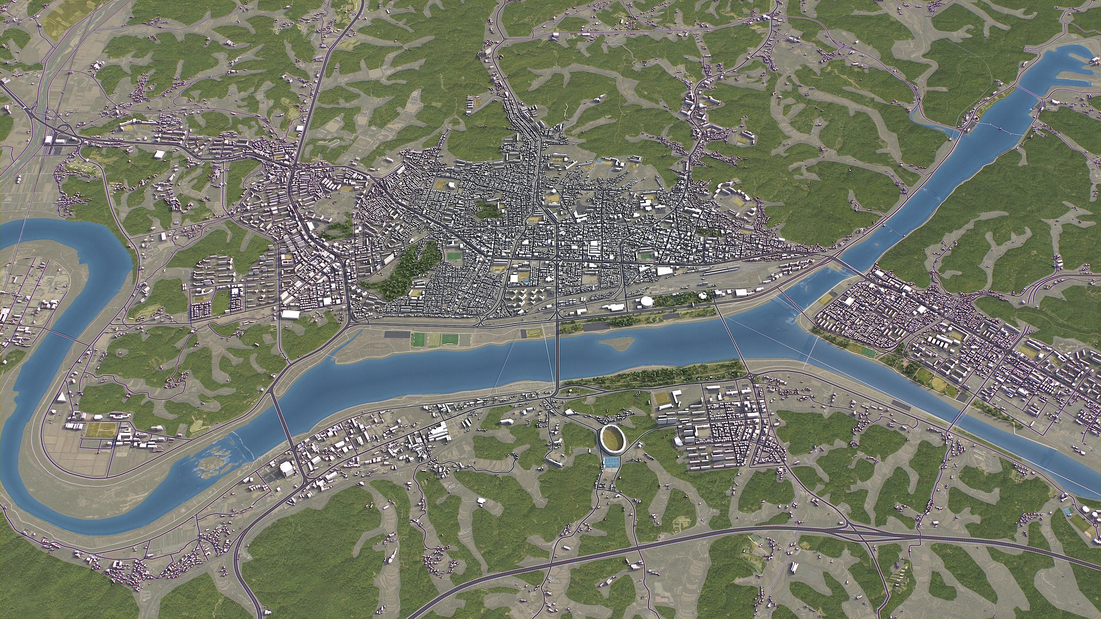 Andong - 3D City Model Low-poly 3D model_1