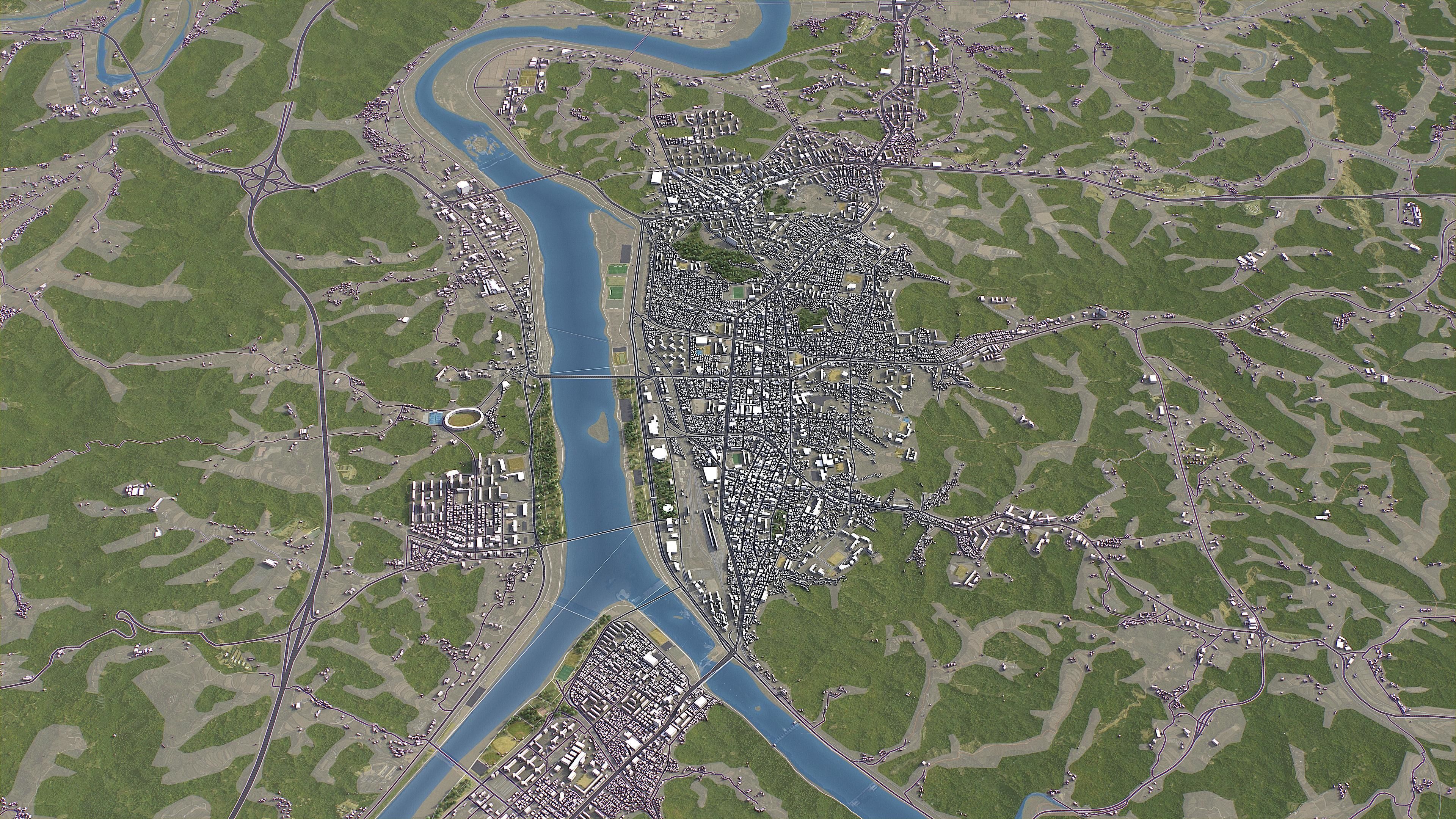 Andong - 3D City Model Low-poly 3D model_5