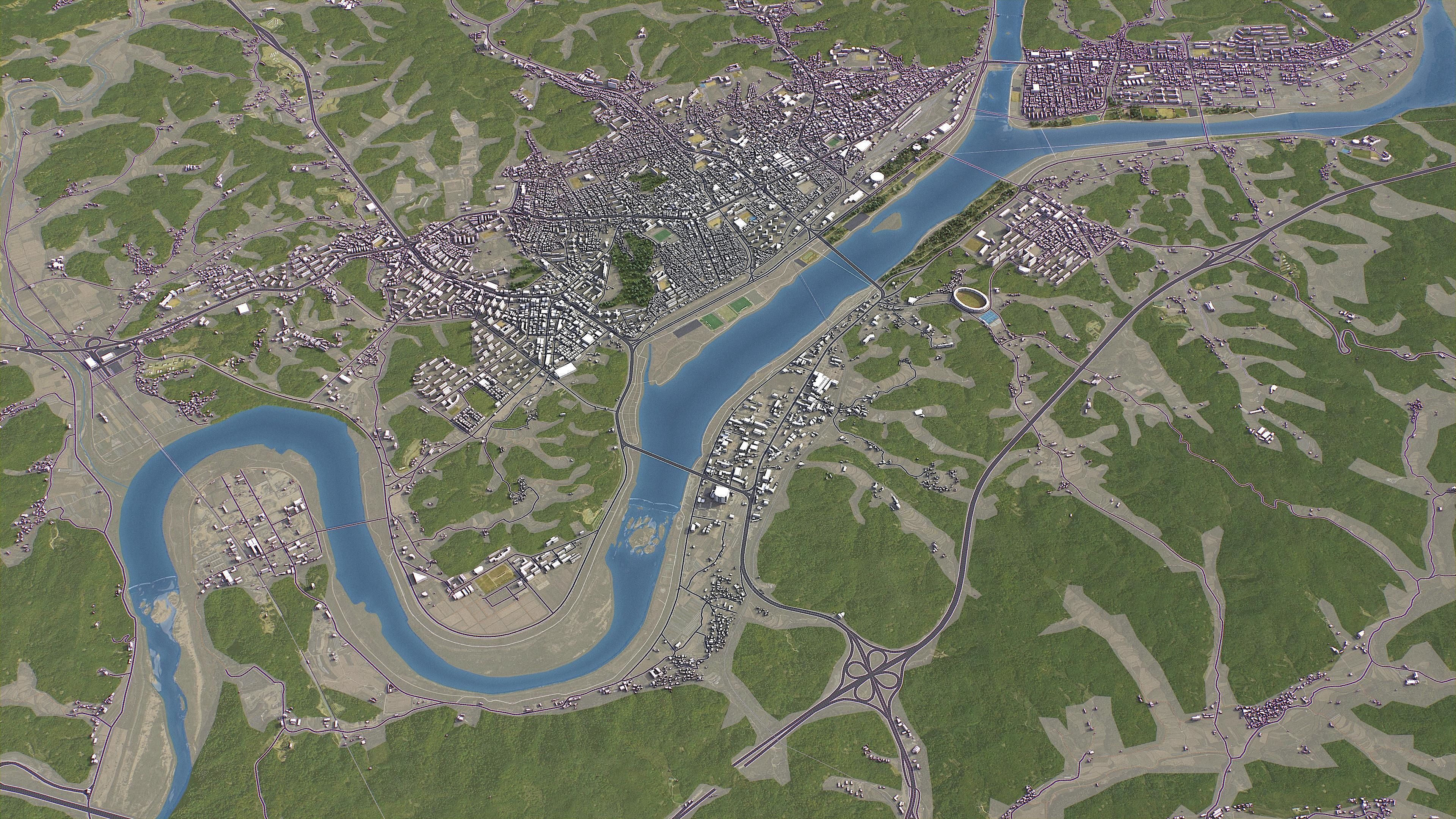 Andong - 3D City Model Low-poly 3D model_2