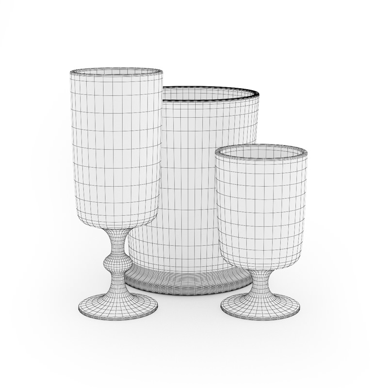 Glass Set glassware 3D model_3