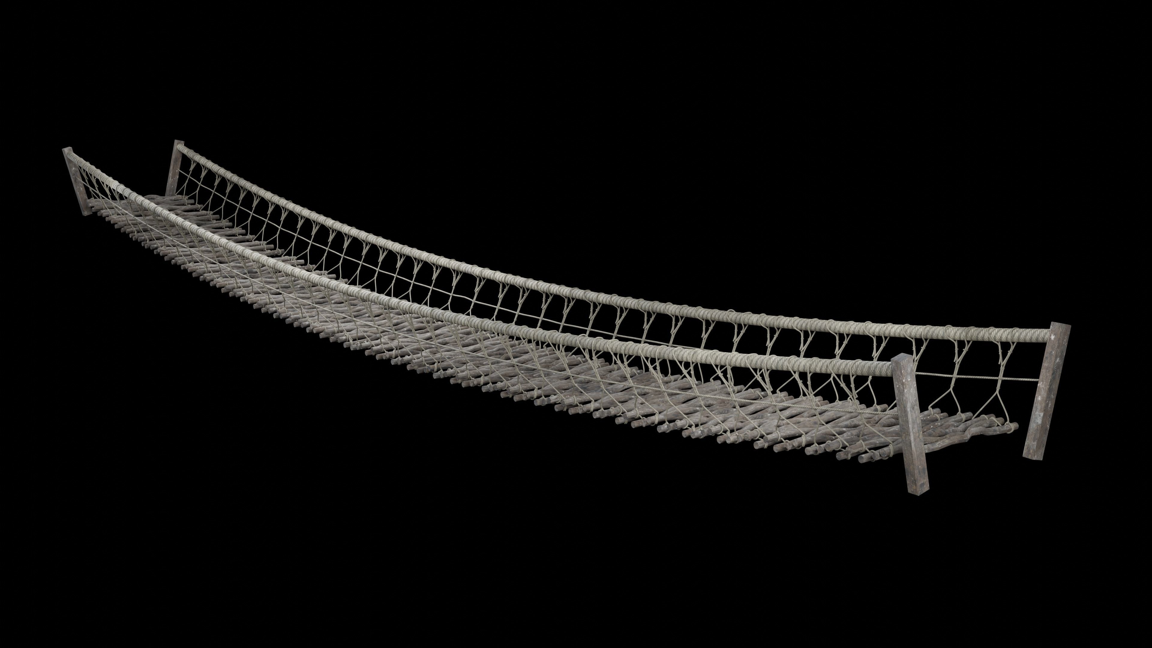 ROPE BRIDGE JUNGLE TRACK PIER HANGING PLATFORM COLLECTION Low-poly 3D model_2