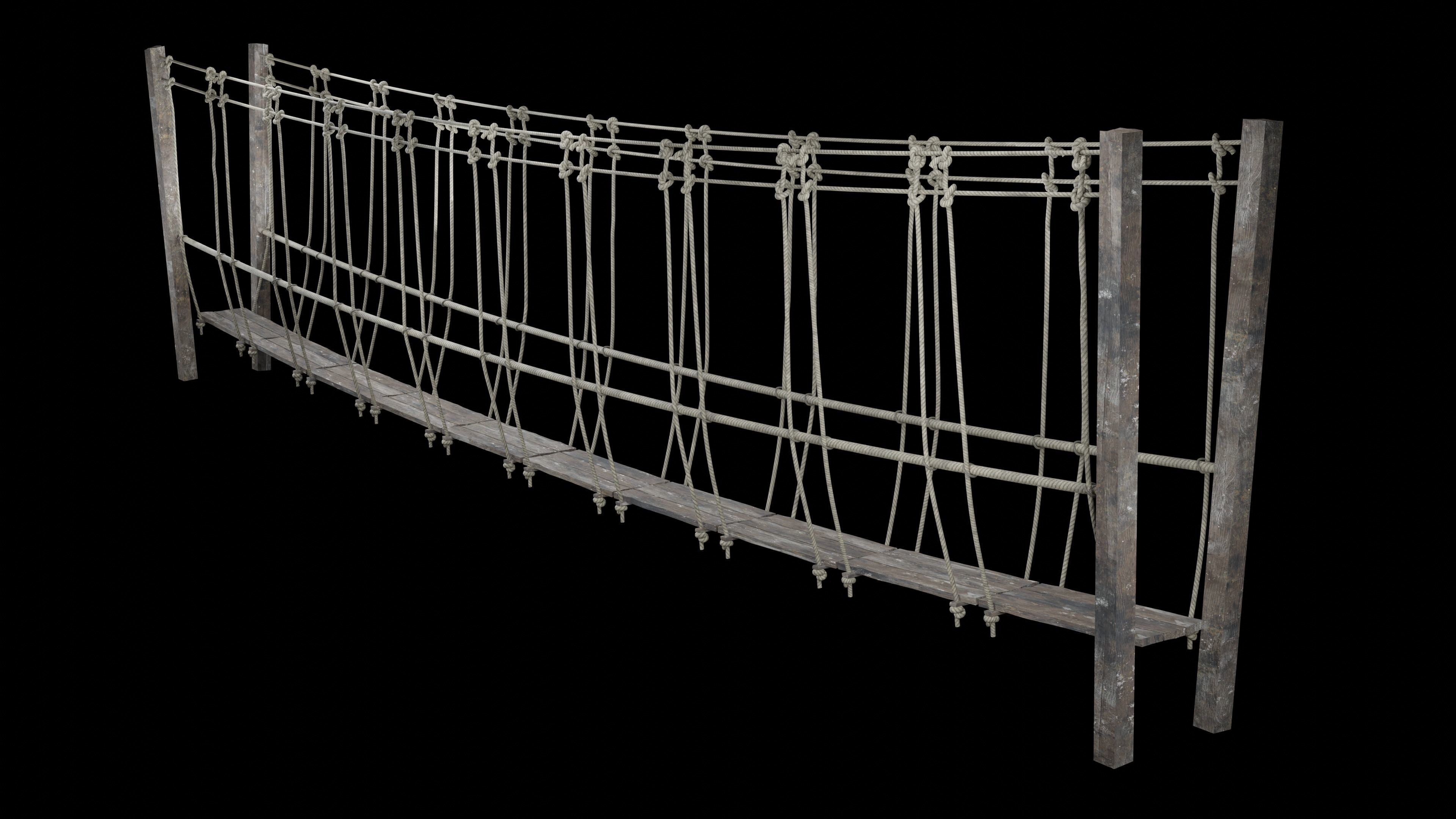 ROPE BRIDGE JUNGLE TRACK PIER HANGING PLATFORM COLLECTION Low-poly 3D model_4