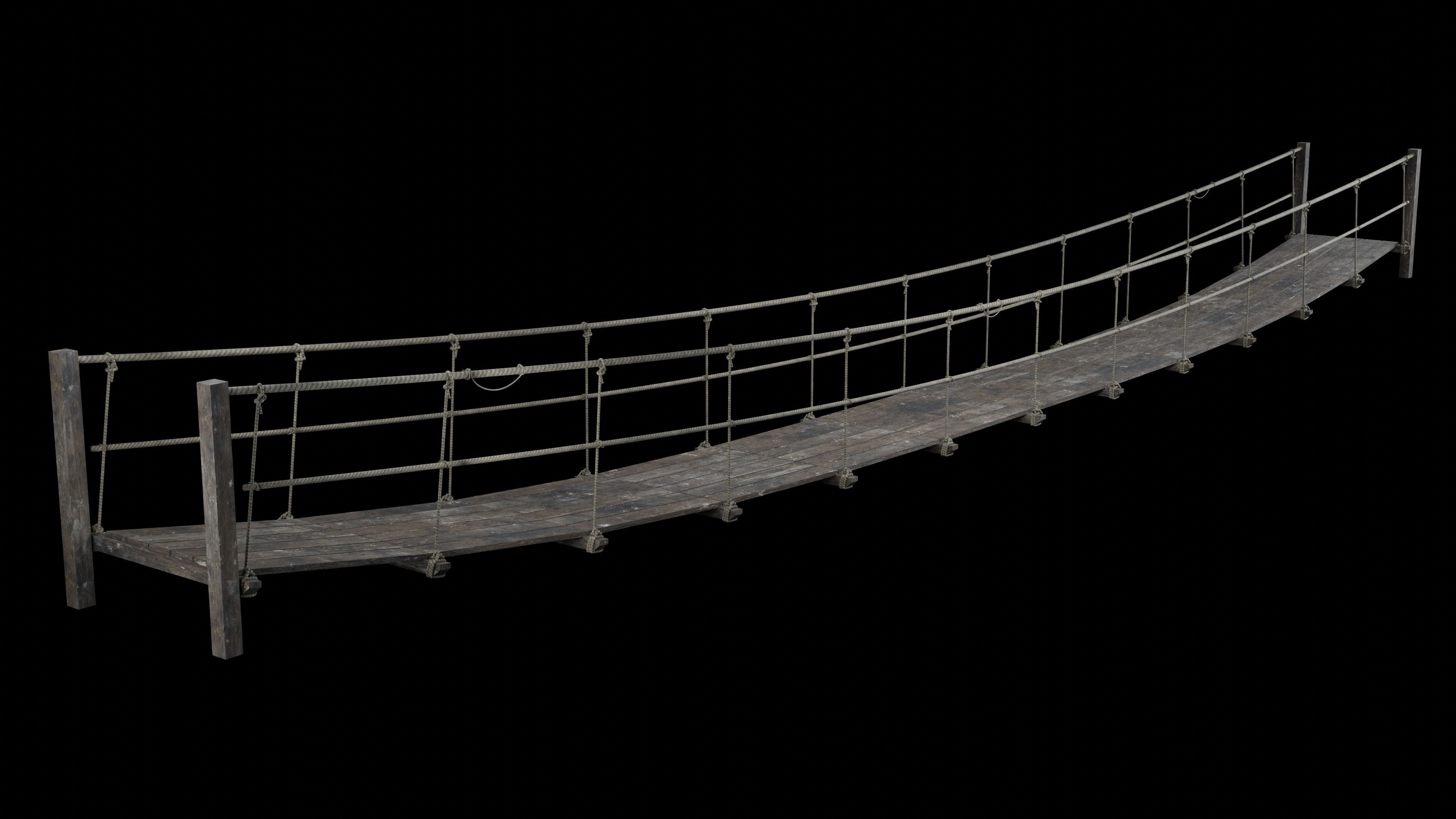 ROPE BRIDGE JUNGLE TRACK PIER HANGING PLATFORM COLLECTION Low-poly 3D model_16