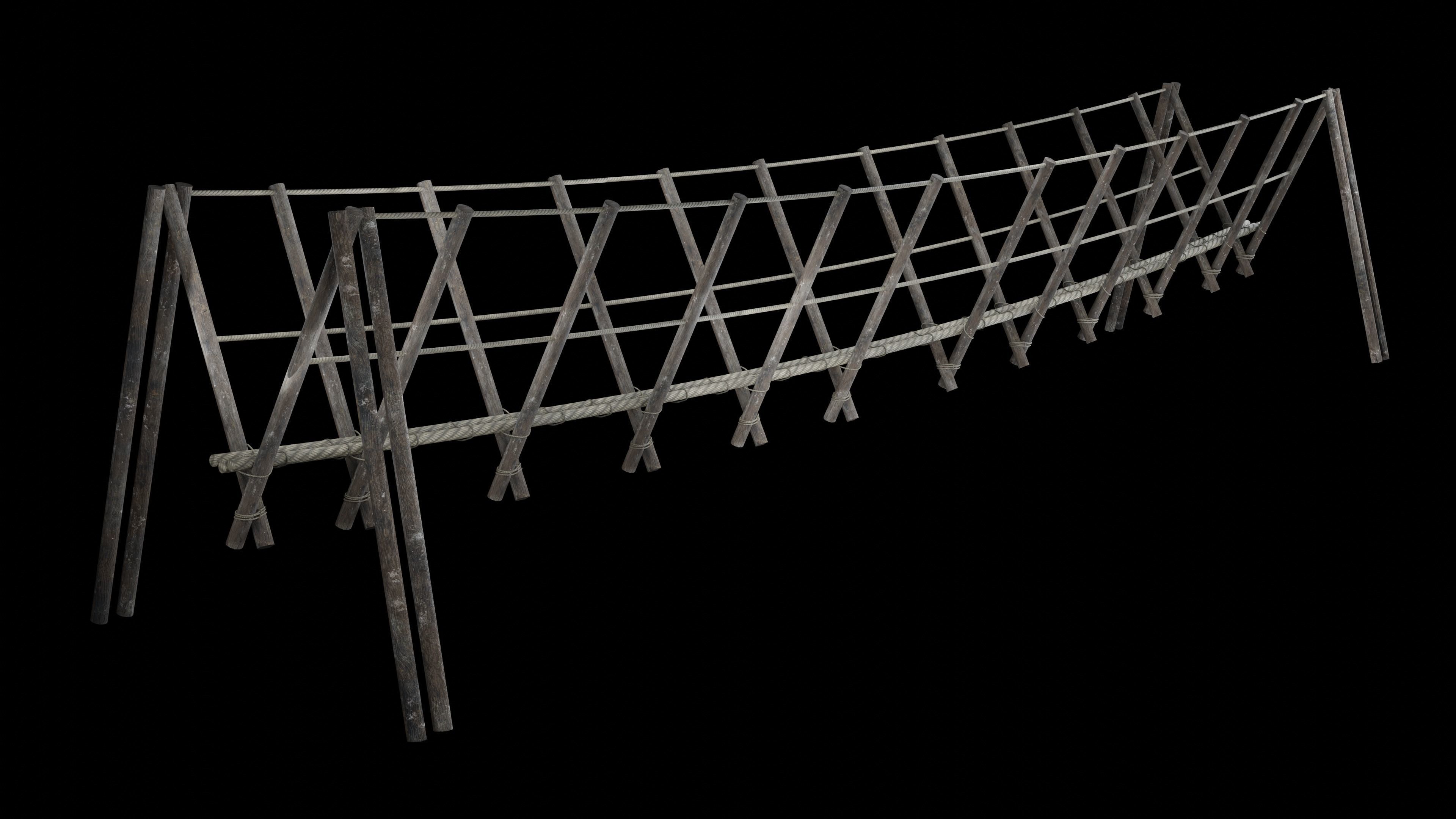 ROPE BRIDGE JUNGLE TRACK PIER HANGING PLATFORM COLLECTION Low-poly 3D model_14