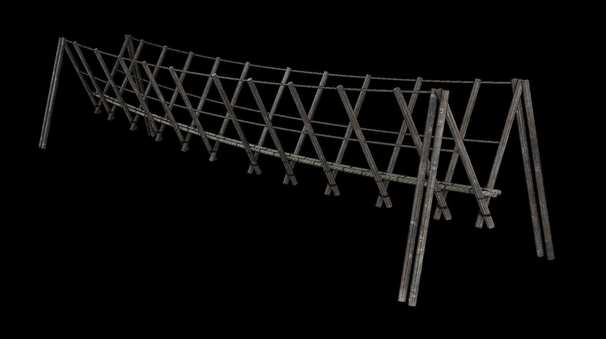 ROPE BRIDGE JUNGLE TRACK PIER HANGING PLATFORM COLLECTION Low-poly 3D model_32
