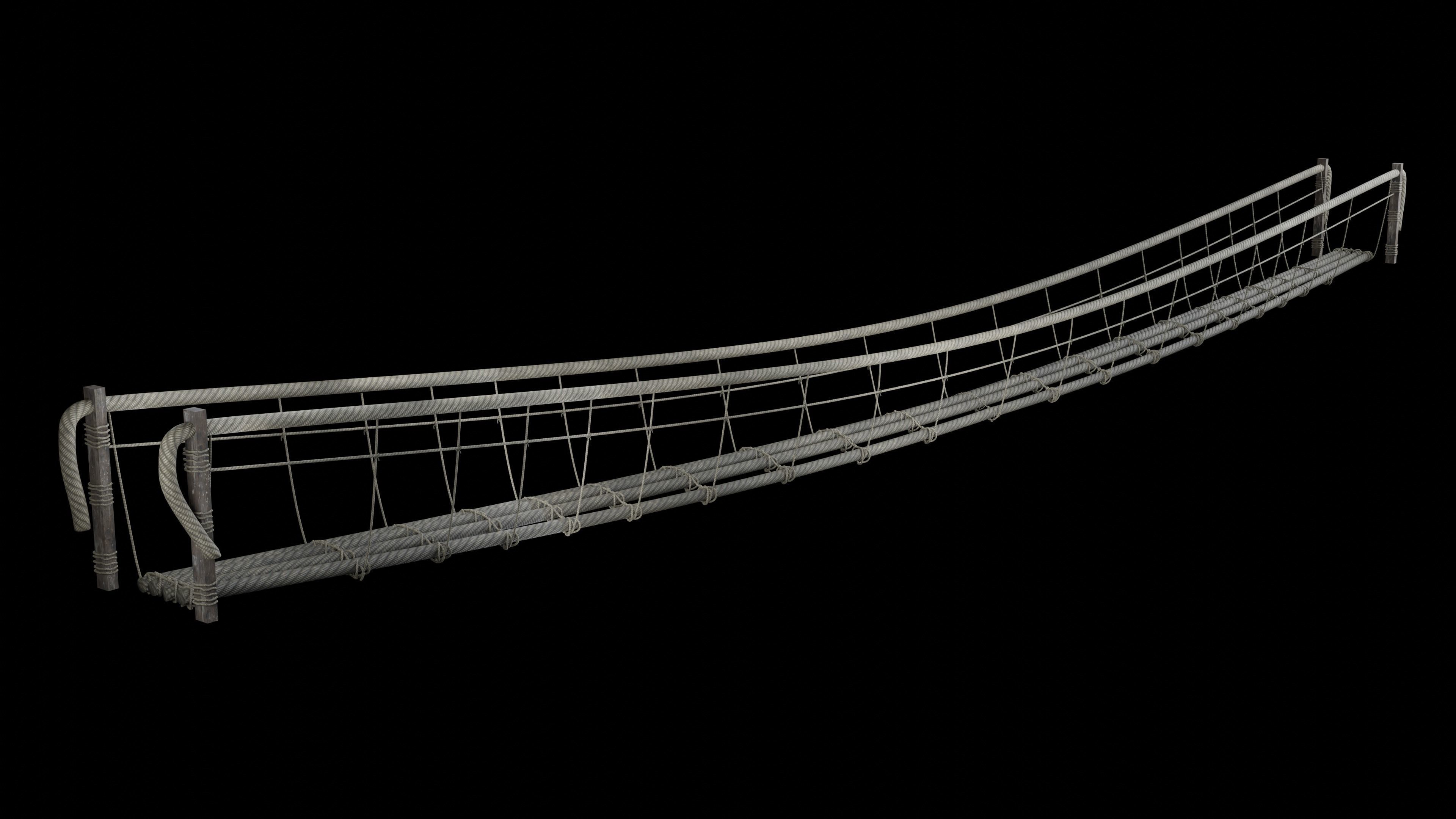 ROPE BRIDGE JUNGLE TRACK PIER HANGING PLATFORM COLLECTION Low-poly 3D model_10