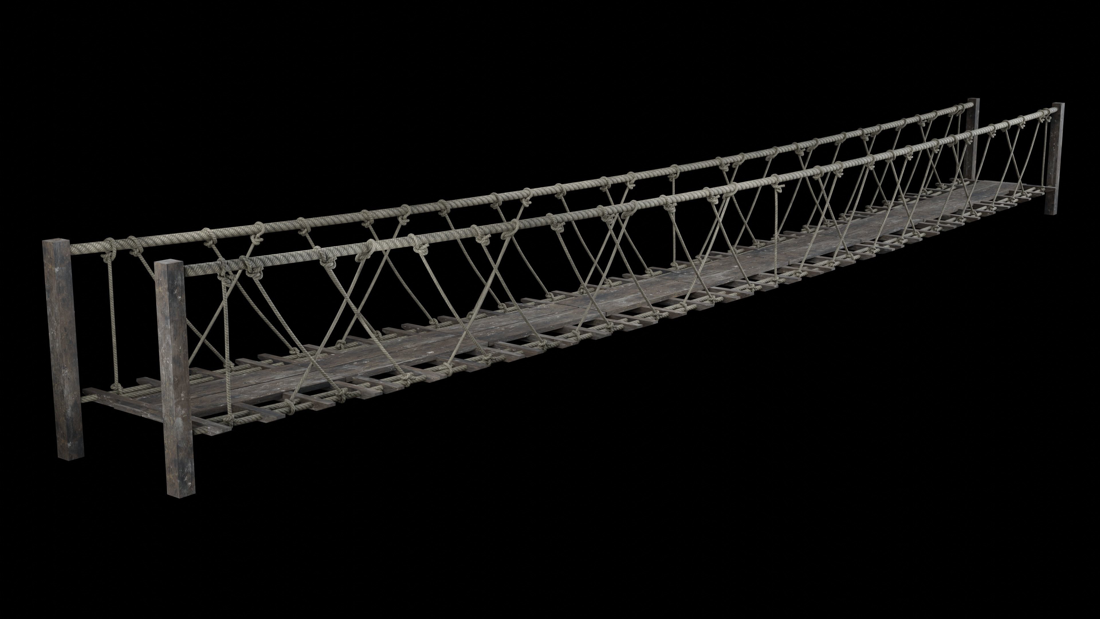 ROPE BRIDGE JUNGLE TRACK PIER HANGING PLATFORM COLLECTION Low-poly 3D model_17