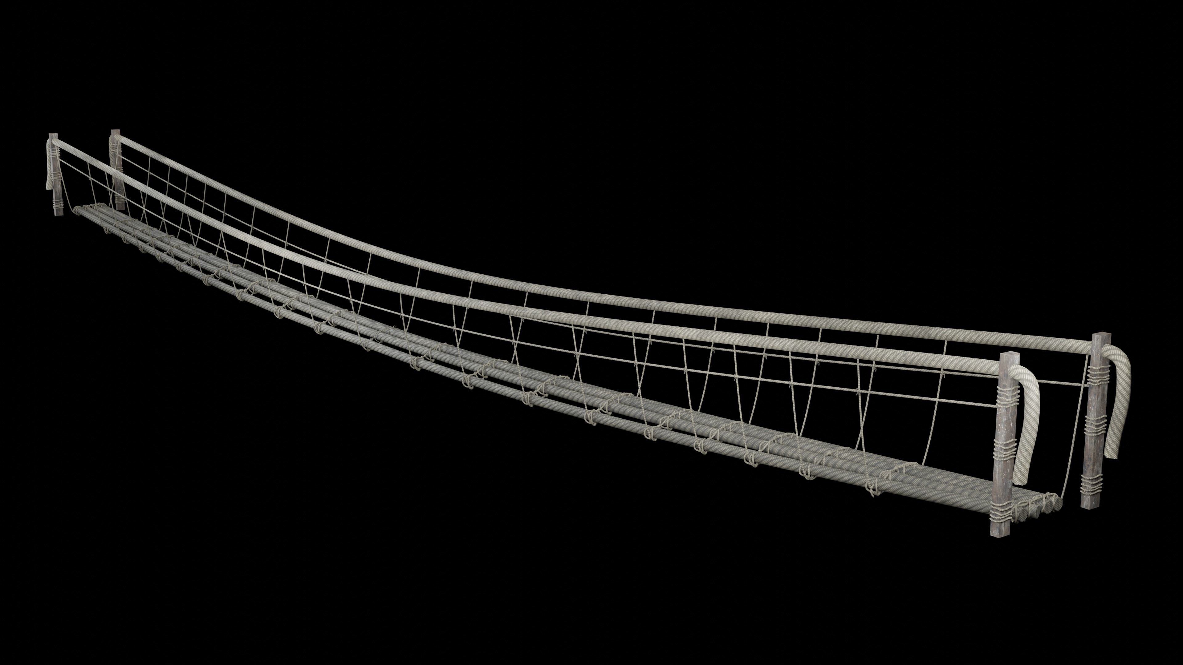 ROPE BRIDGE JUNGLE TRACK PIER HANGING PLATFORM COLLECTION Low-poly 3D model_1