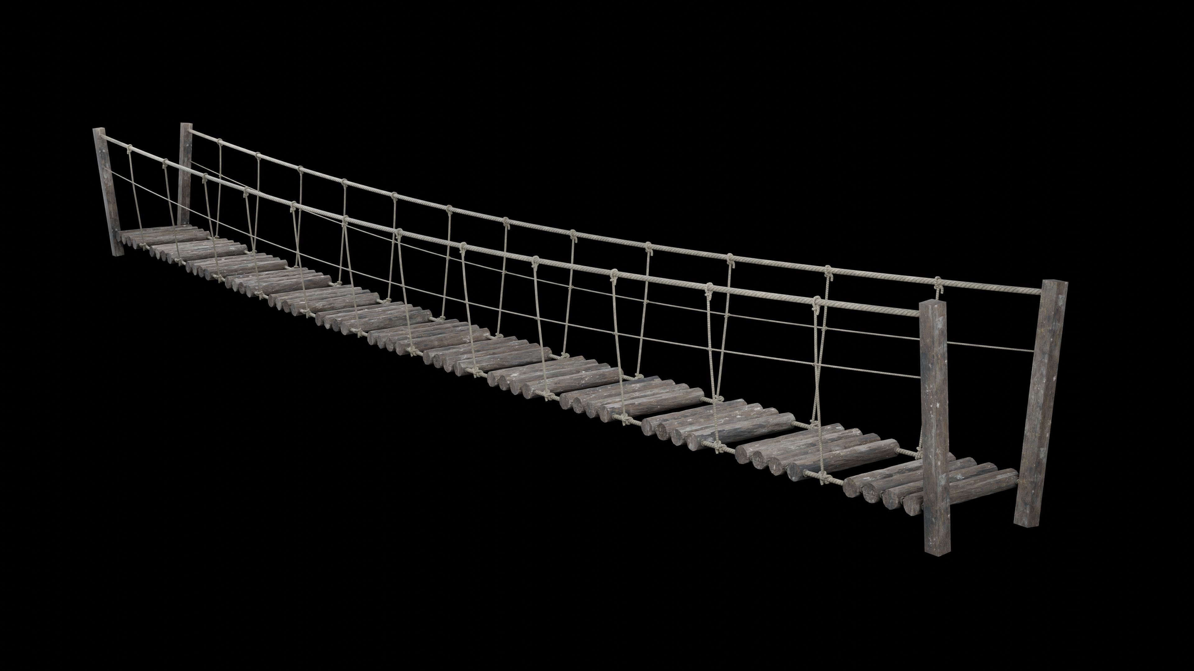 ROPE BRIDGE JUNGLE TRACK PIER HANGING PLATFORM COLLECTION Low-poly 3D model_3