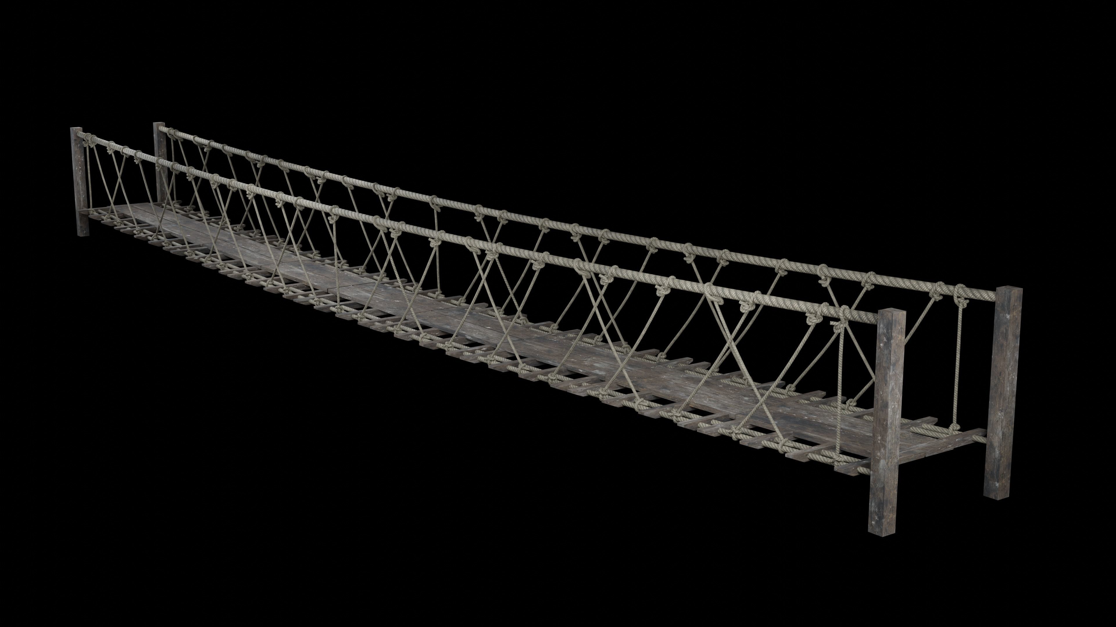 ROPE BRIDGE JUNGLE TRACK PIER HANGING PLATFORM COLLECTION Low-poly 3D model_8